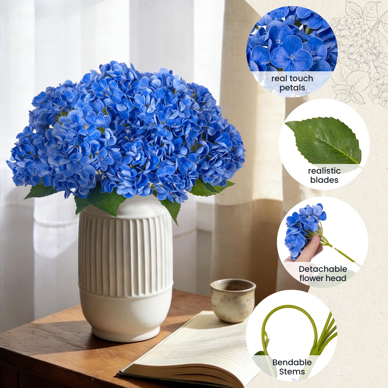 INXUGAO DIY centerpieces hydrangea heads and stems easily rearranged