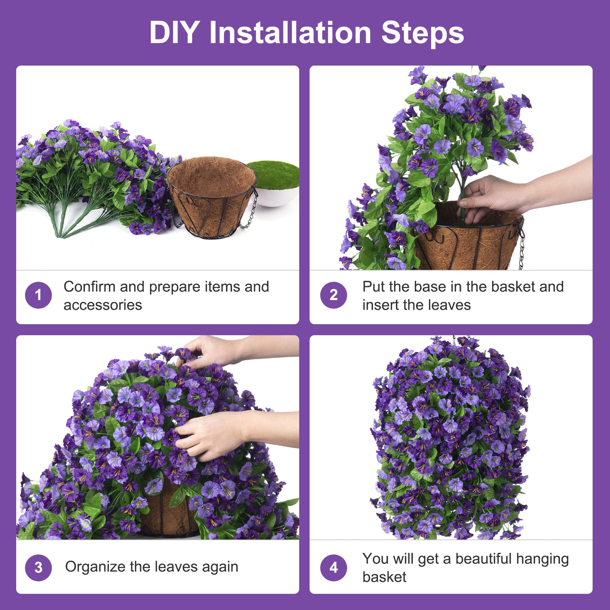 INXUGAO hanging basket assembly view highlighting quick five-minute setup.