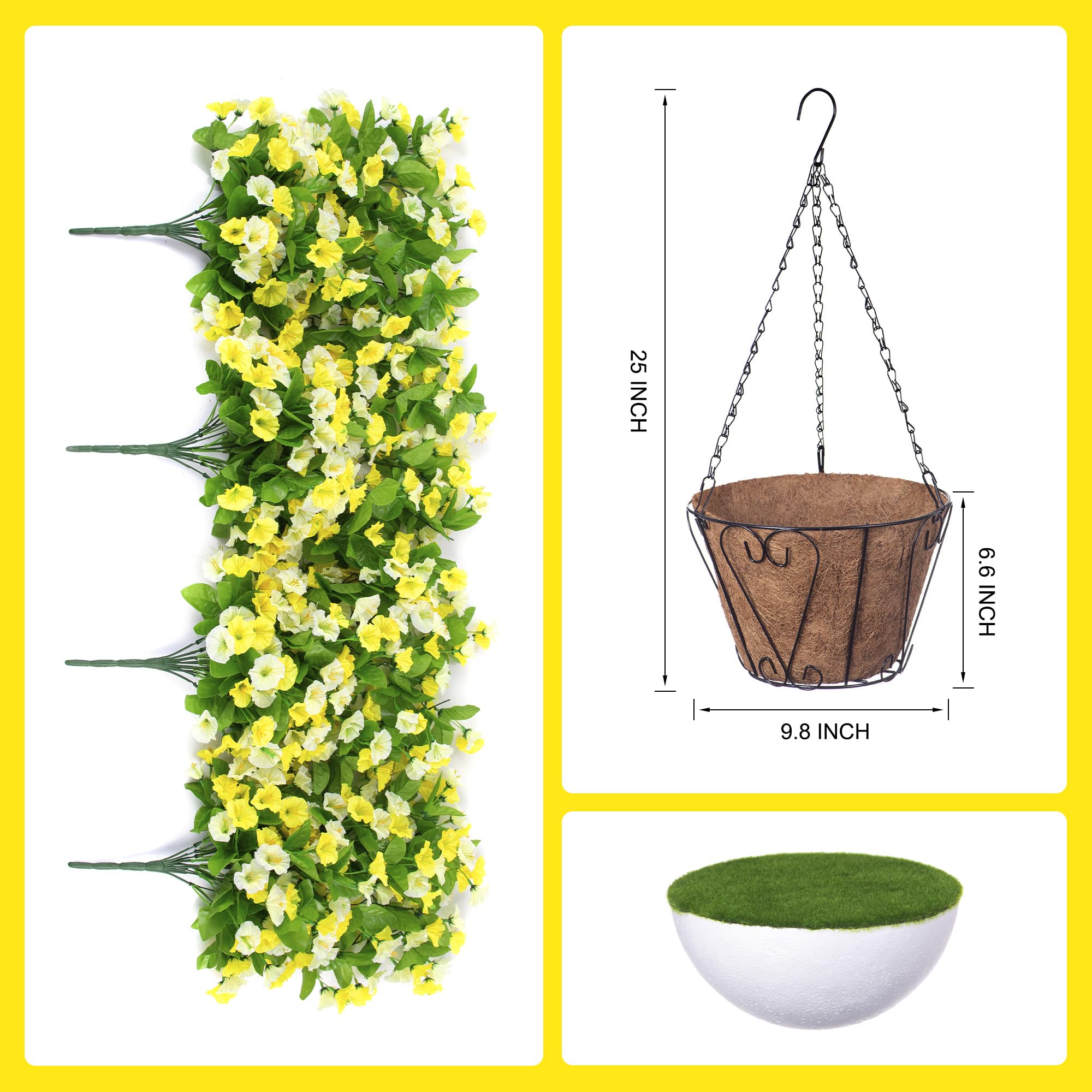 INXUGAO hanging basket floral display provides UV-resistant patio decor with low maintenance