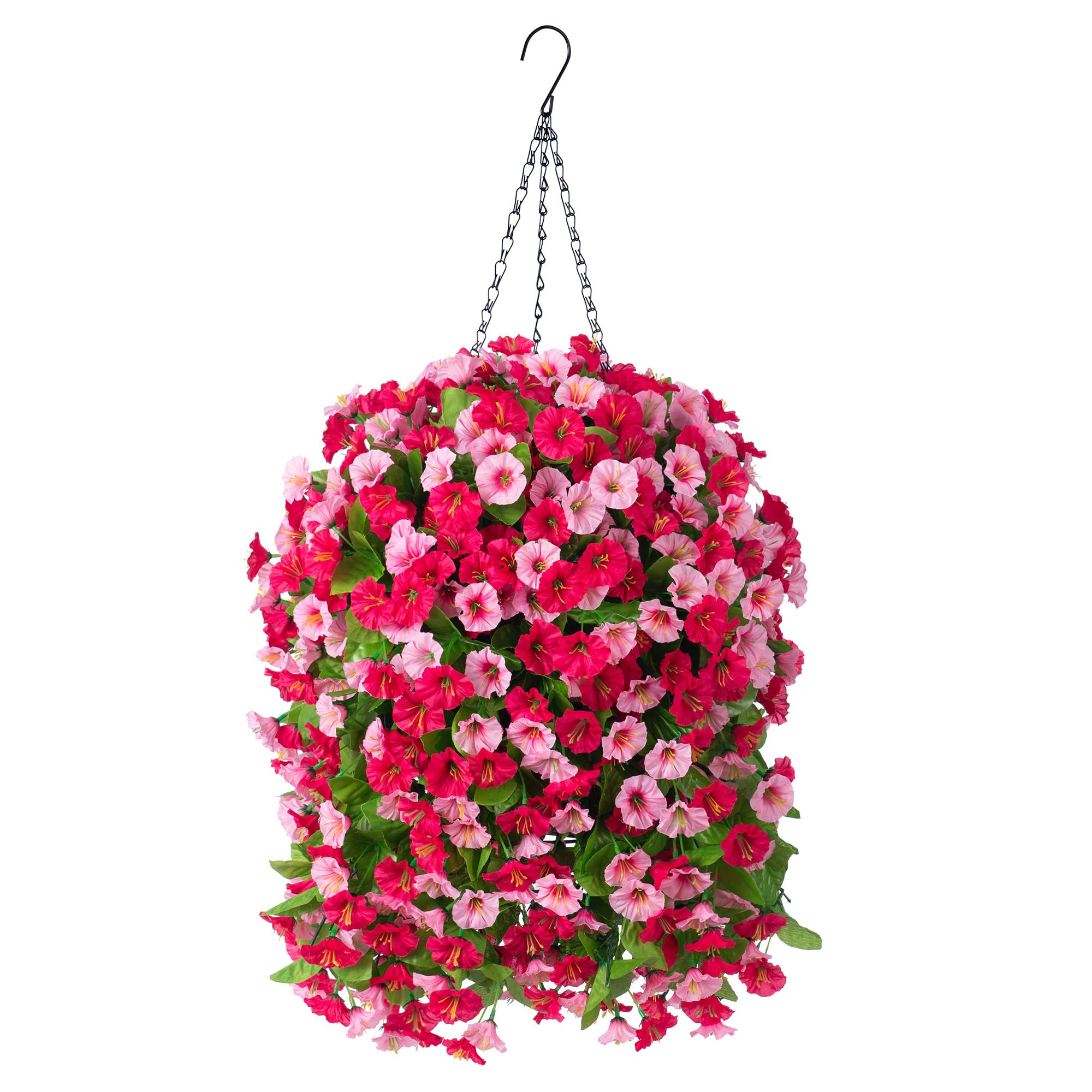 INXUGAO hanging basket with hot pink morning glory vines for year-round outdoor decor