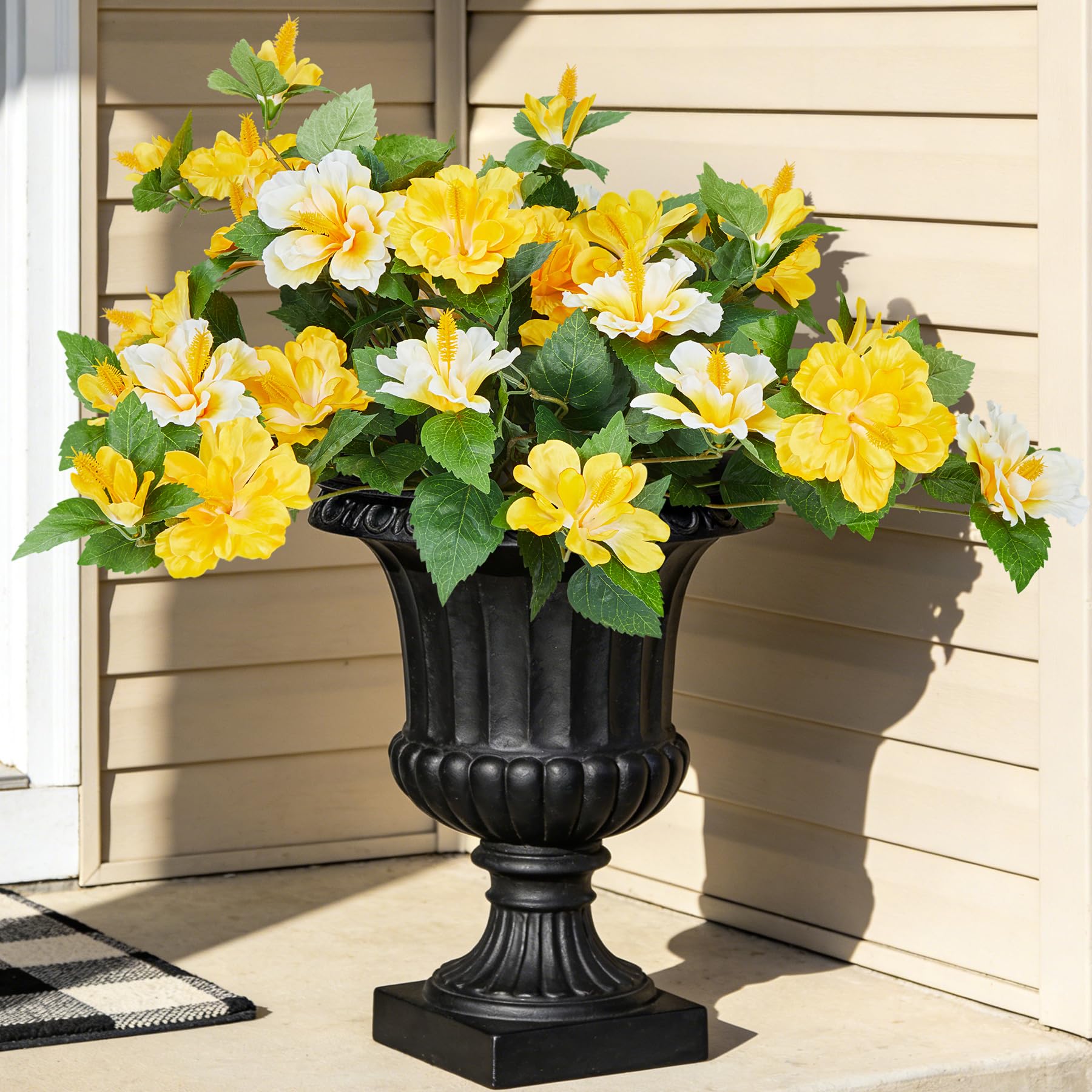 INXUGAO hibiscus yellow and white blooms brighten outdoor spaces without fading.