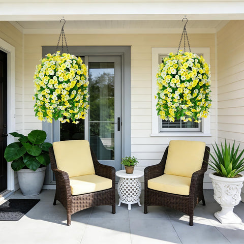 INXUGAO maintenance-free hanging flowers offer year-round decoration for balconies and porches