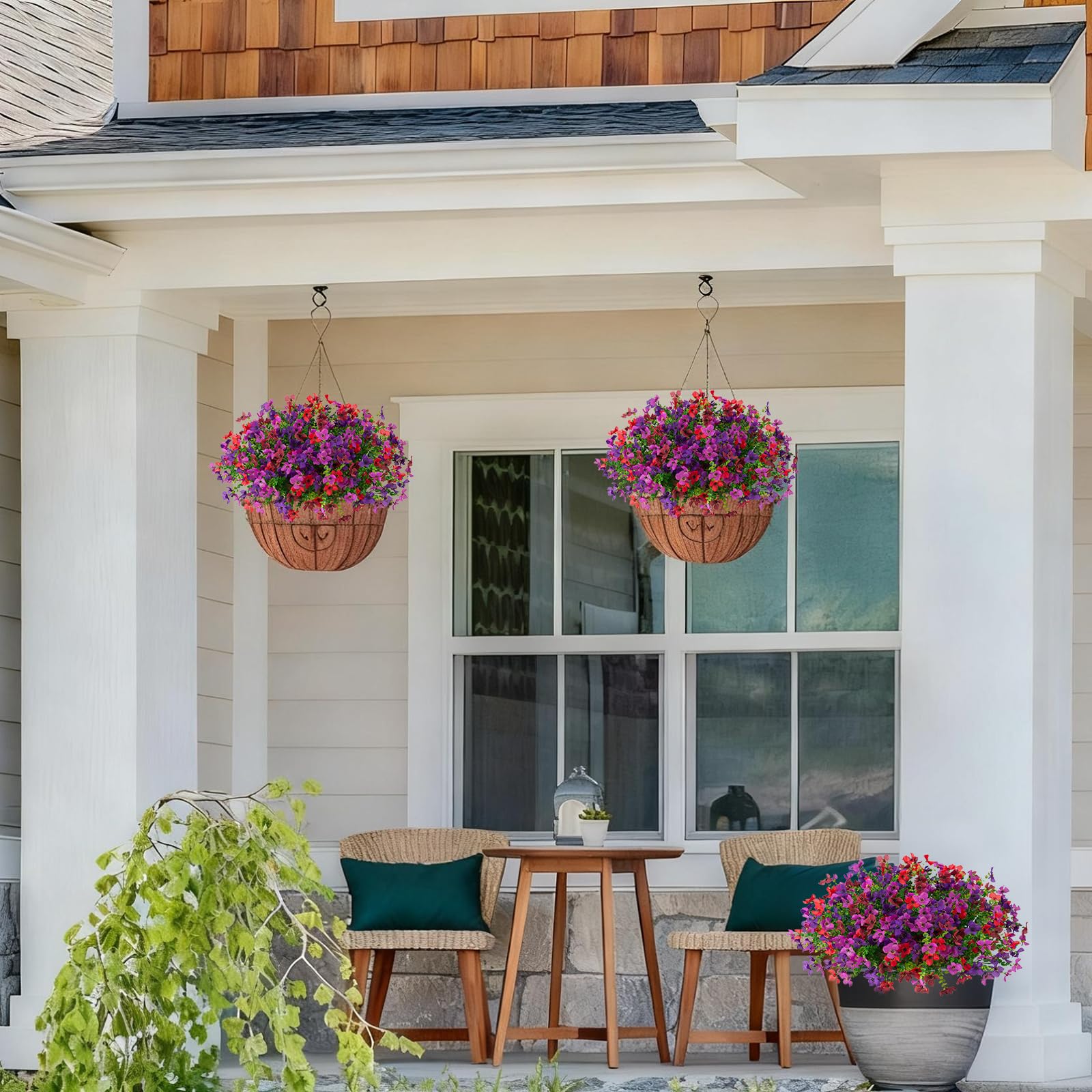 INXUGAO porch display with silk flowers and UV resistance for outdoors