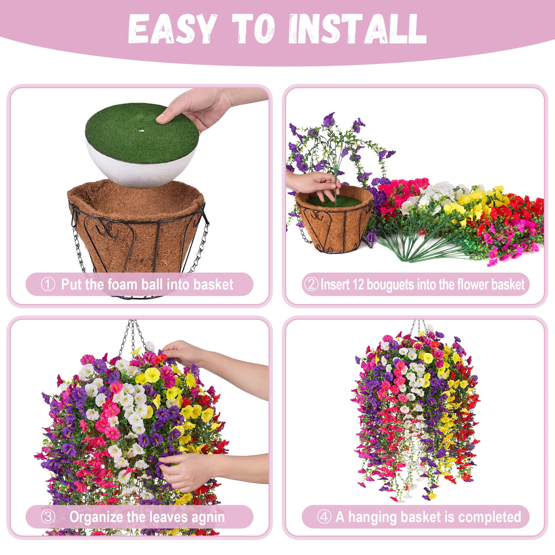 INXUGAO outdoor hanging vines with petunias enhance patio charm.
