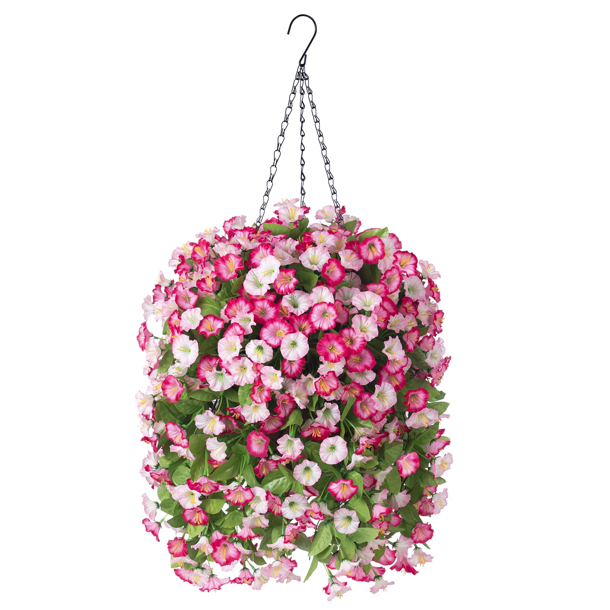 INXUGAO pink Morning Glory vines in a hanging basket add year-round color to outdoor spaces.