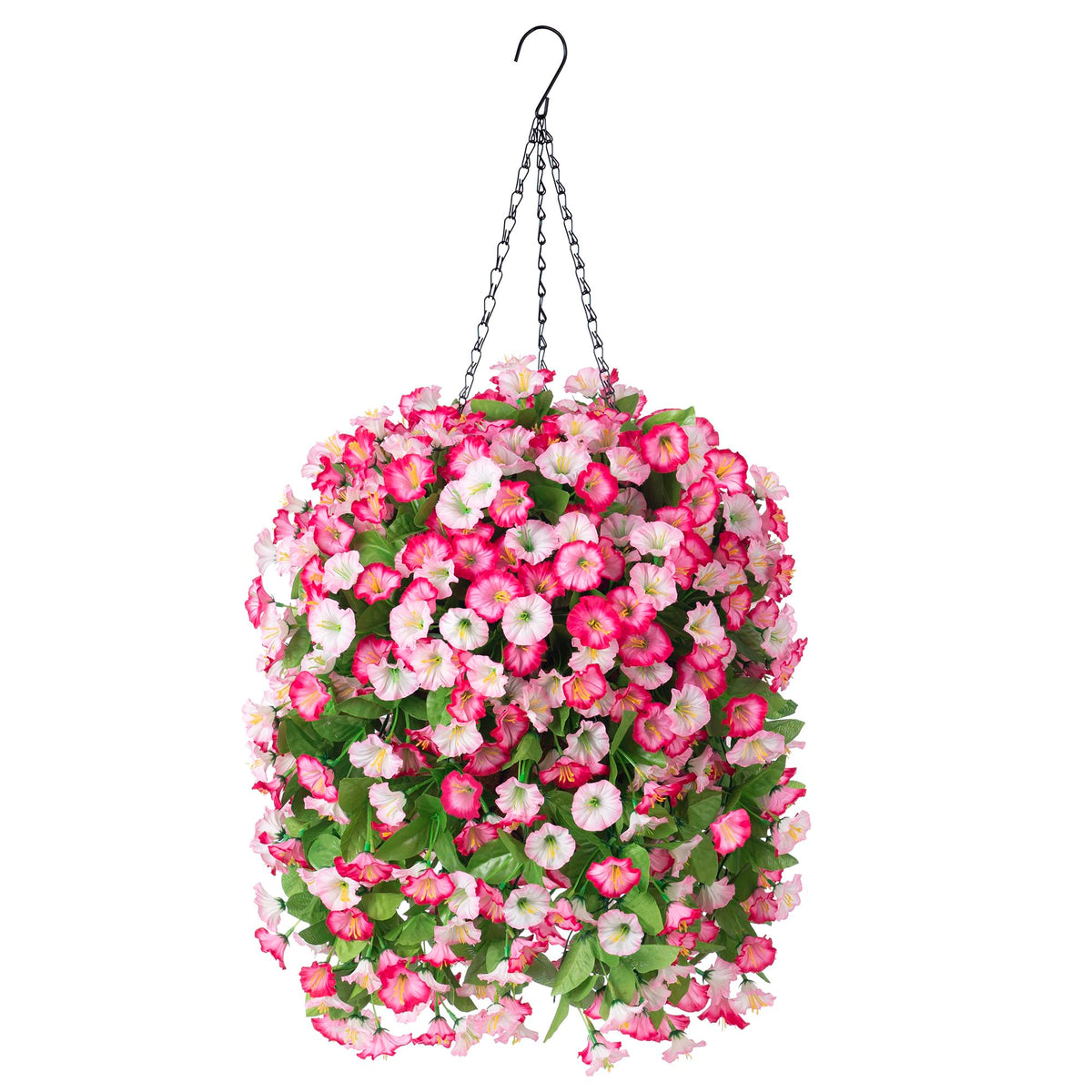 INXUGAO pink Morning Glory vines in a hanging basket add year-round color to outdoor spaces.