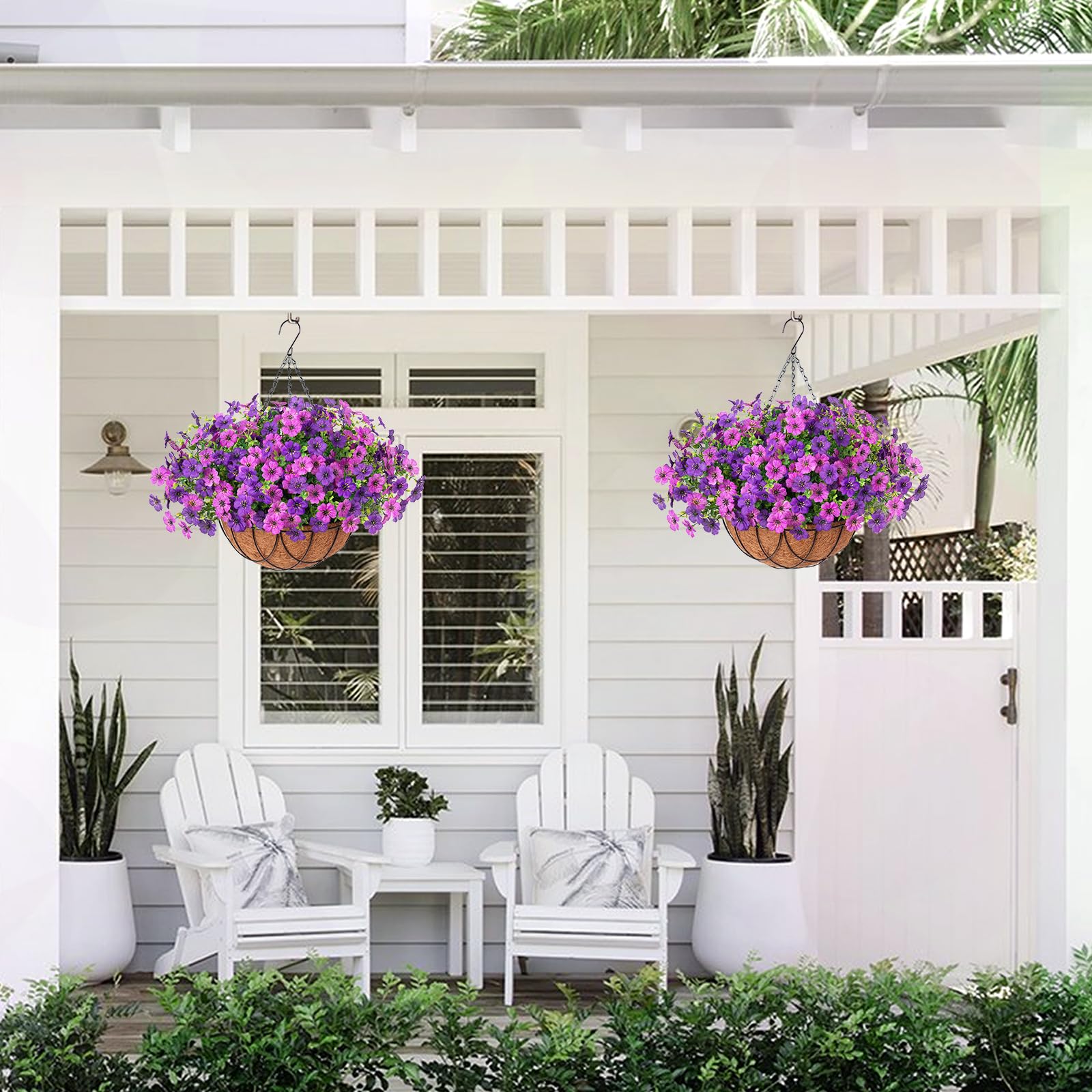 INXUGAO purple daisy hanging basket adds vibrant color