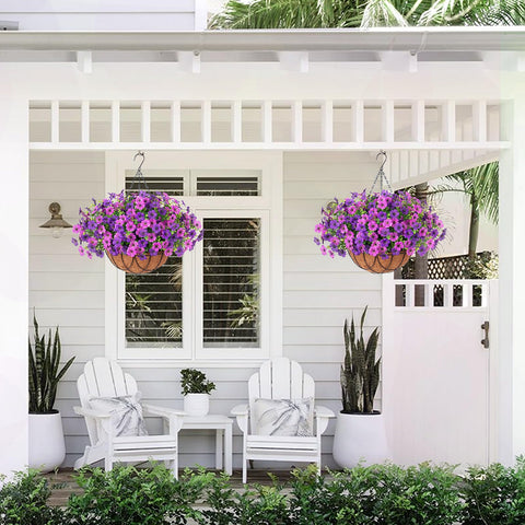INXUGAO purple daisy hanging basket adds vibrant color