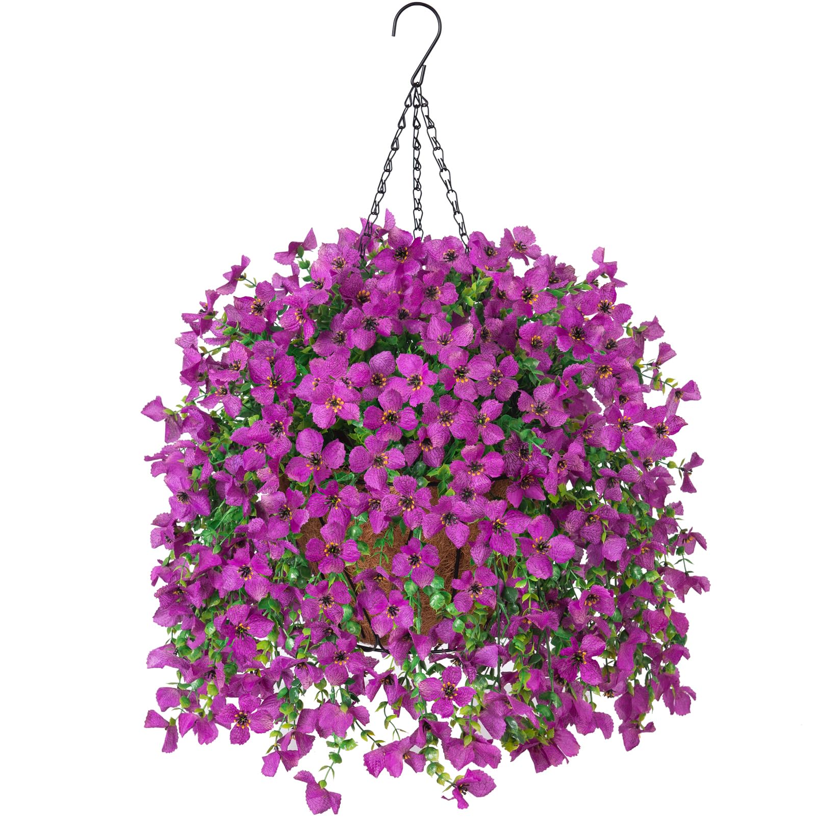 INXUGAO purple daisy hanging flowers in outdoor basket for porch décor.