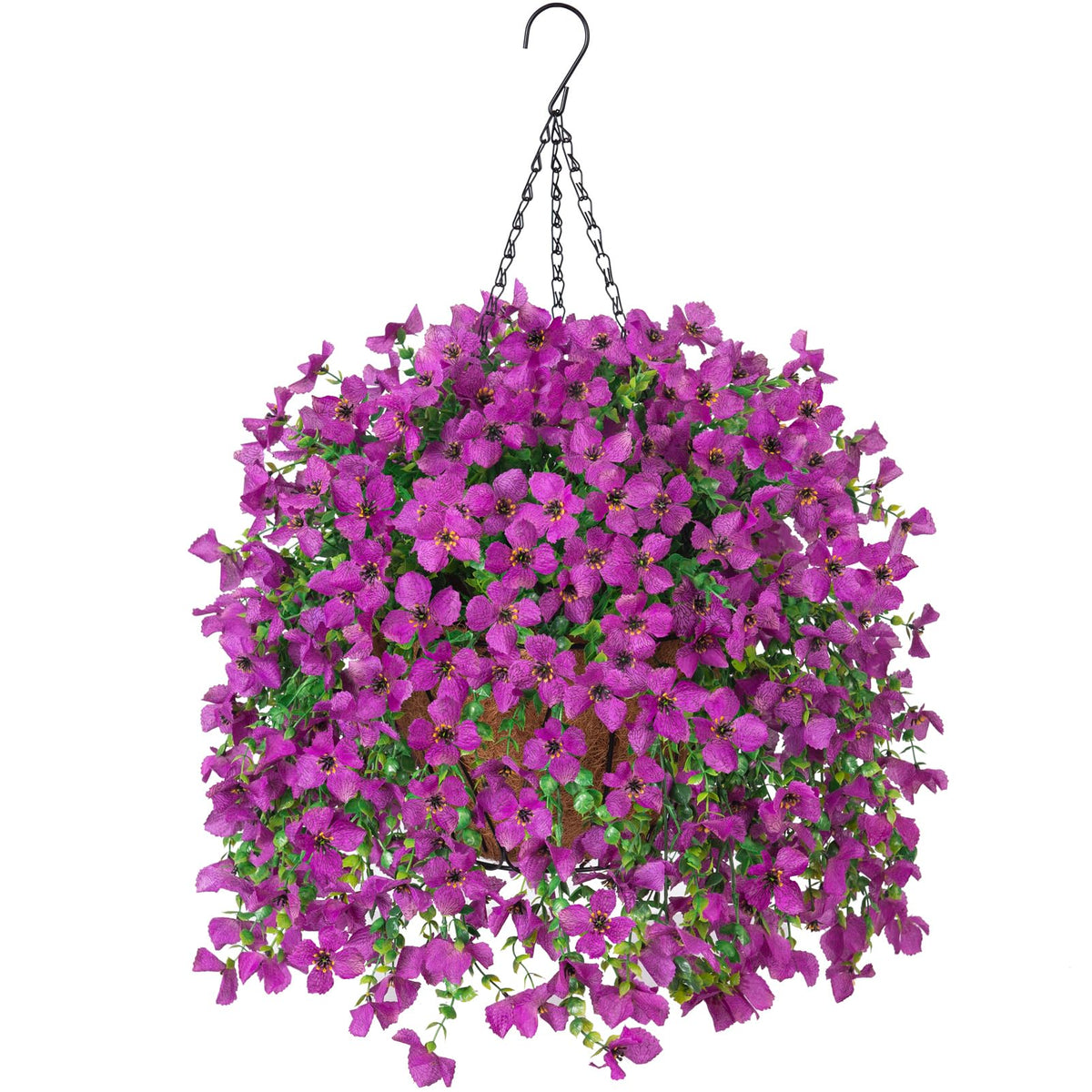 INXUGAO purple daisy hanging flowers in outdoor basket for porch décor.
