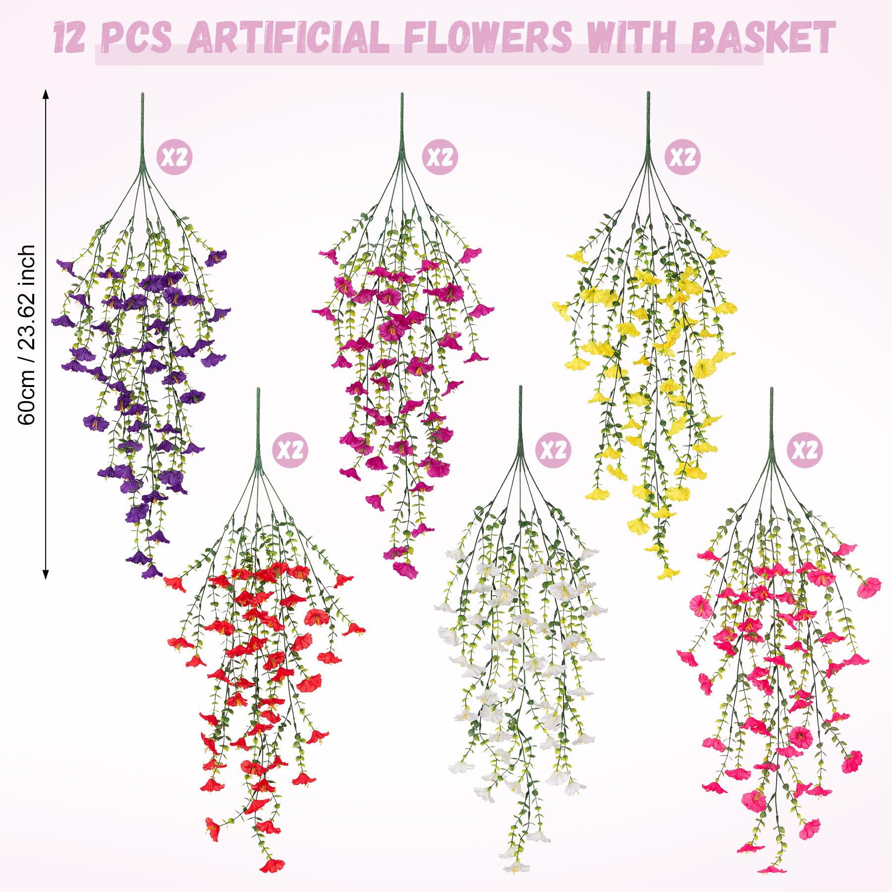 INXUGAO rattan basket with metal chains provides durable garden display.