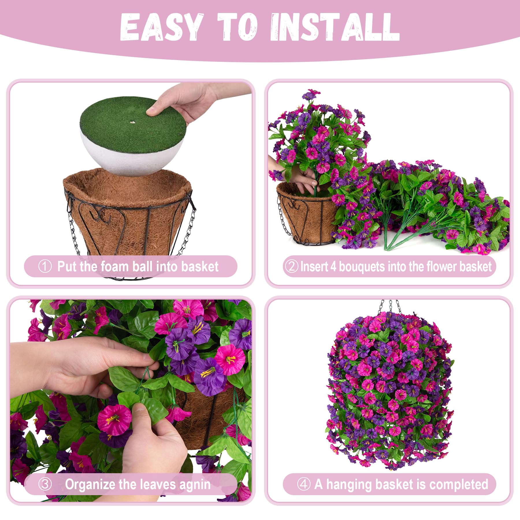 INXUGAO rattan hanging basket with metal chains outdoors