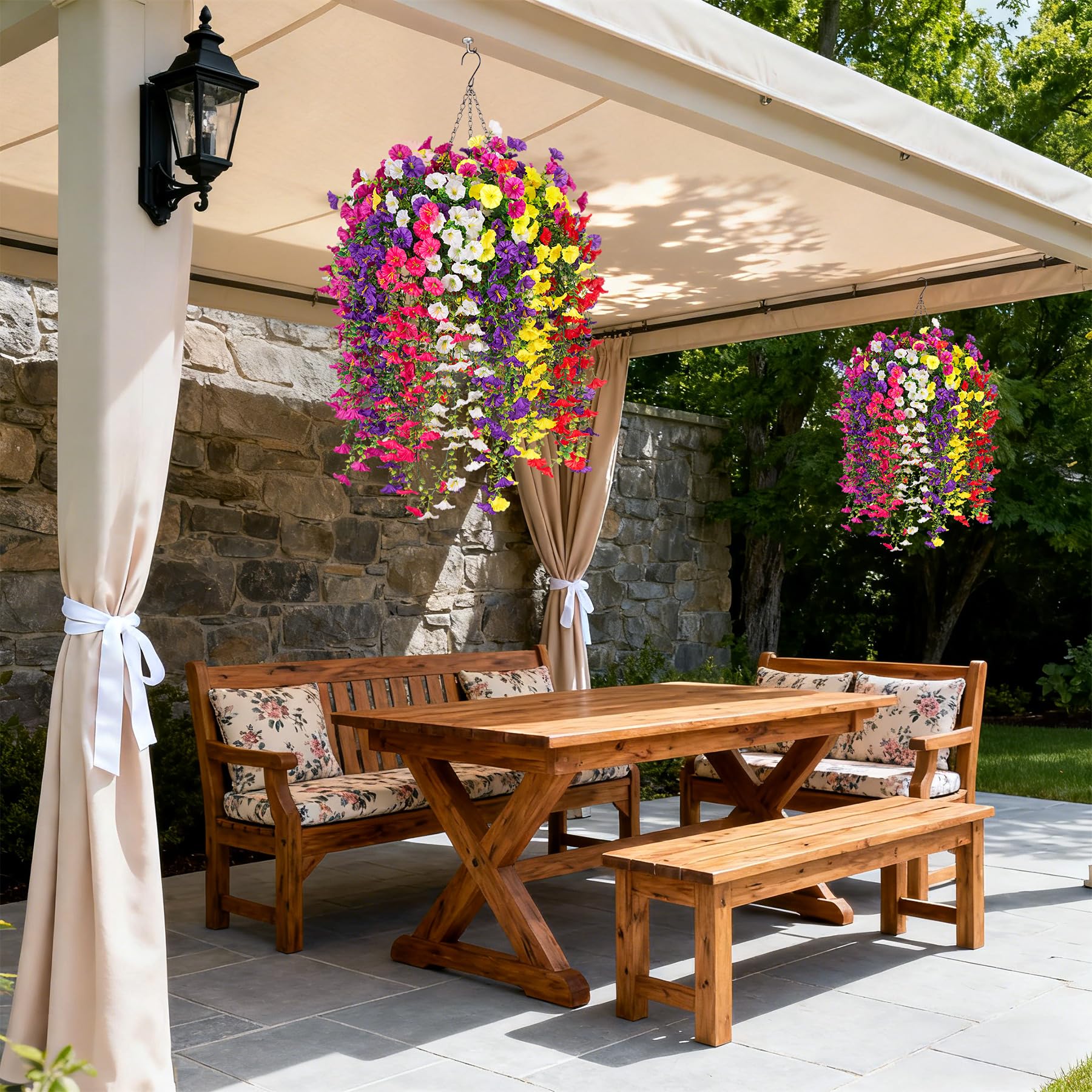 INXUGAO weather-resistant faux plants withstand sun and rain without fading.