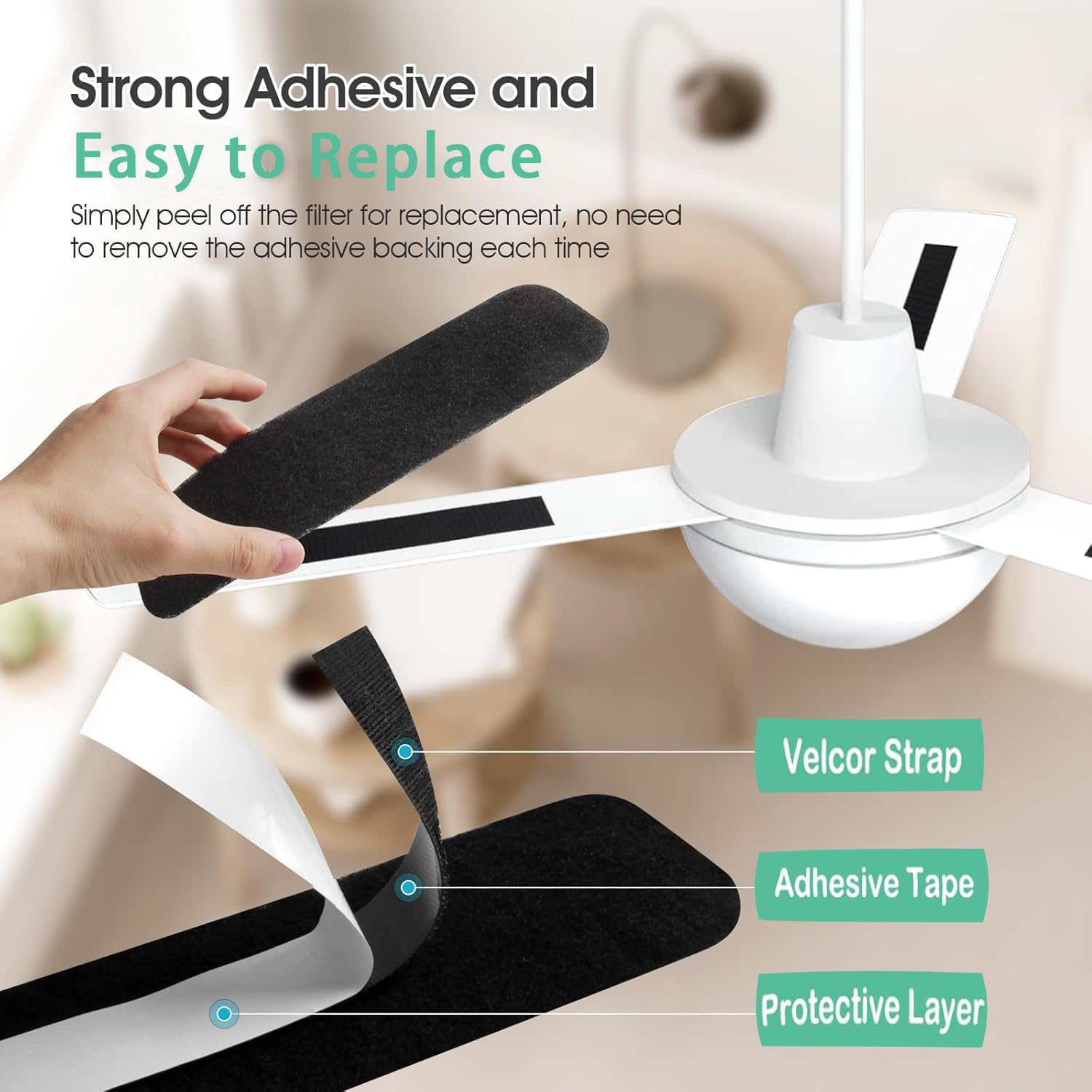 inYYTer universal-fit ceiling fan filter guards blades from dust buildup.