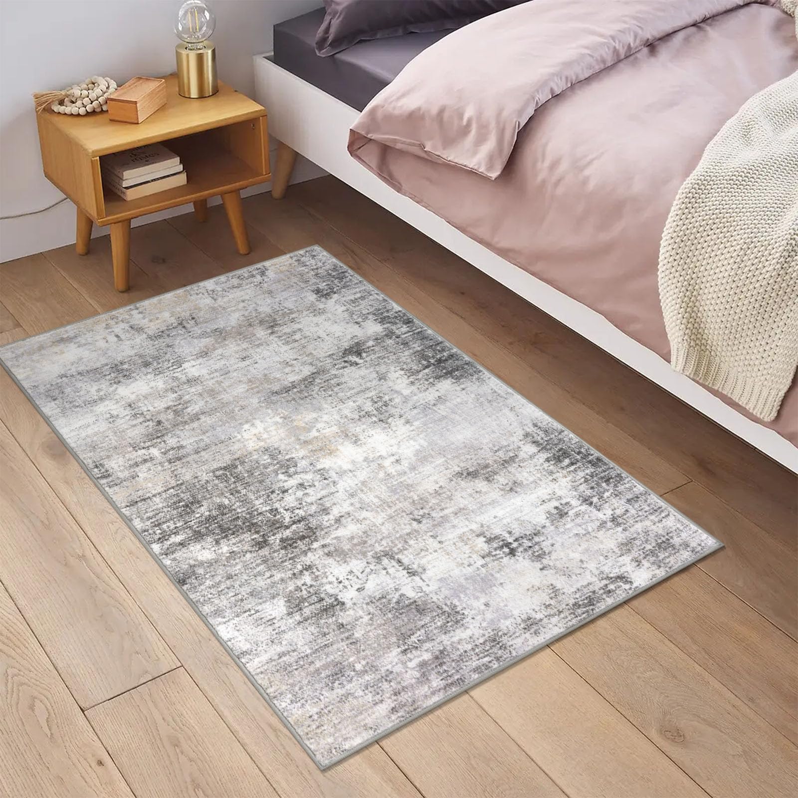 IOHOUZE 2x3 entryway rug shows modern grey-beige color blend