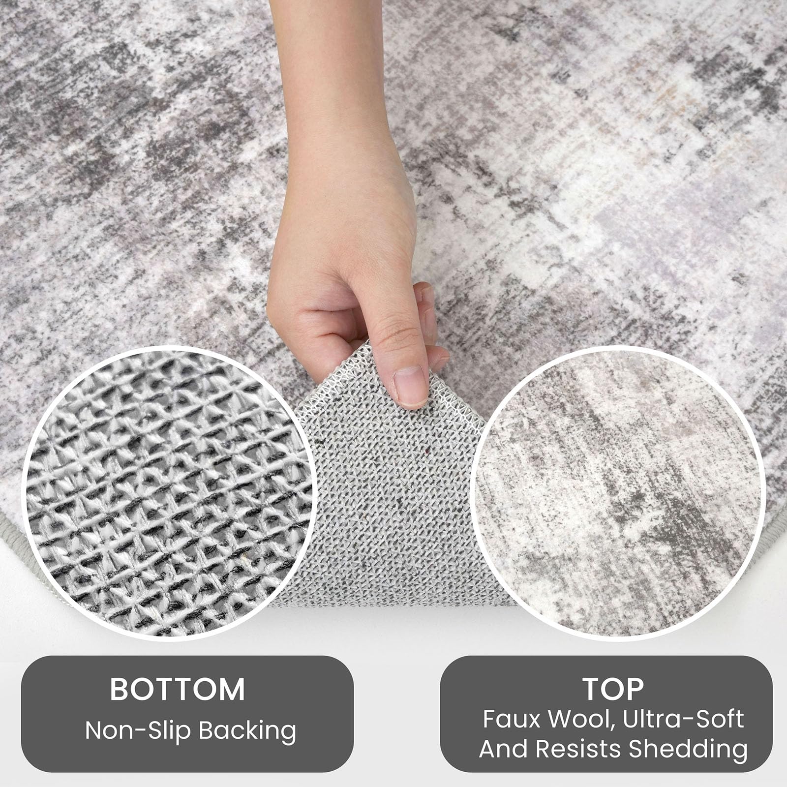 IOHOUZE machine washable rug ready for easy cleaning.