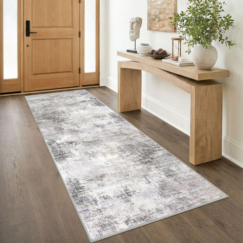 IOHOUZE abstract runner rug 3x8 with slip-resistant backing for busy hallways.