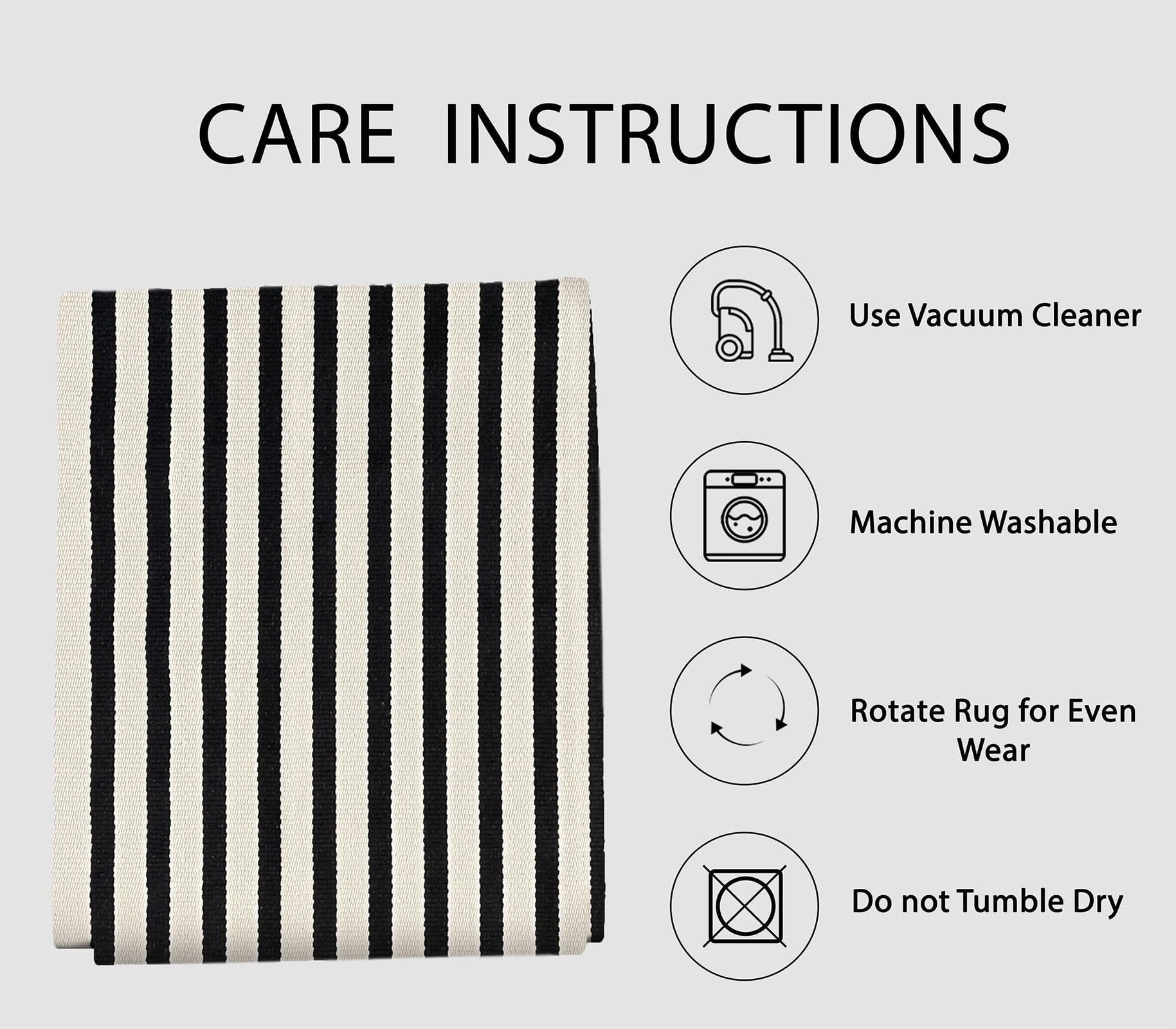 IOHOUZE cotton-blend striped rug offers durability and breathability