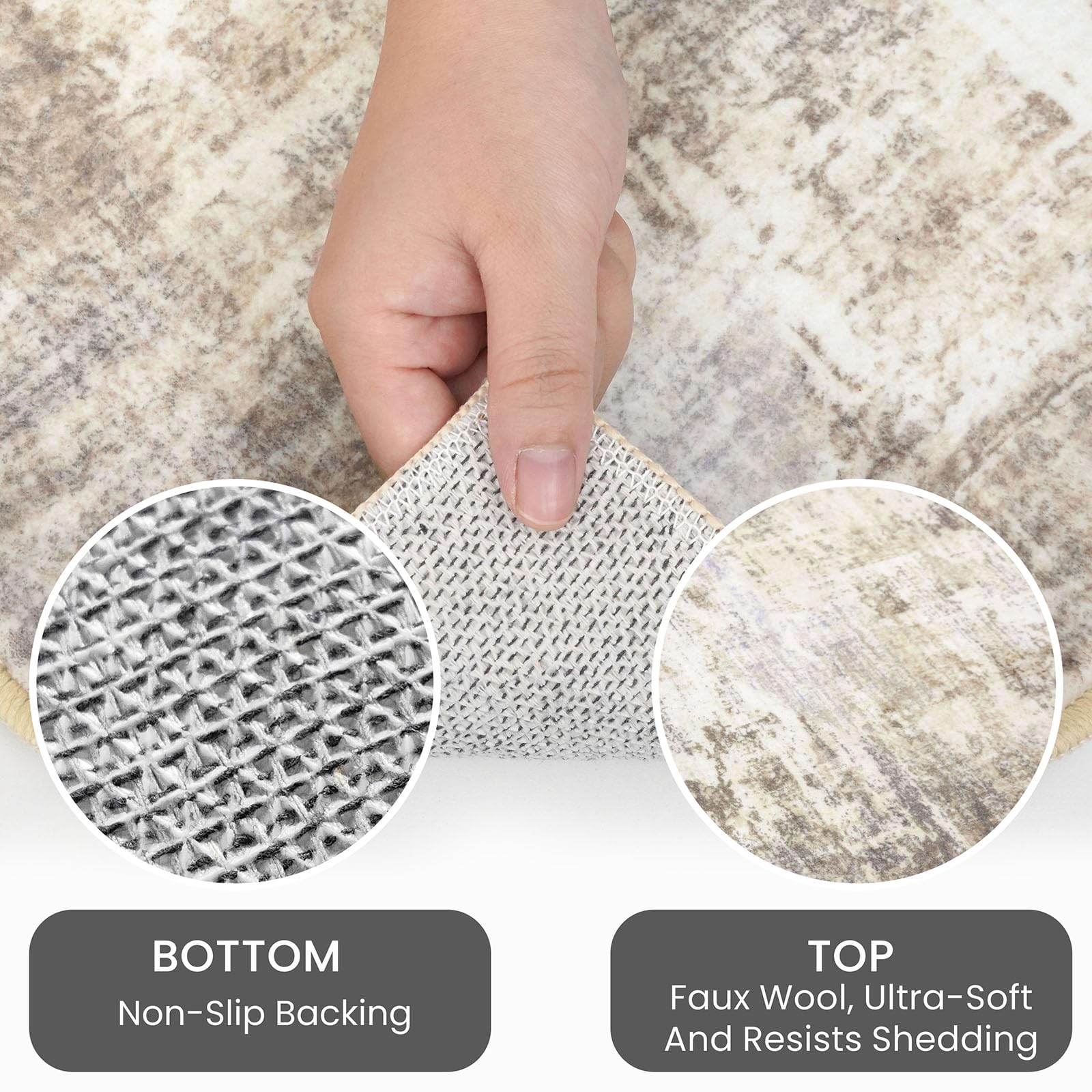 IOHOUZE plush soft fiber texture delivers comfortable footing on cold floors.