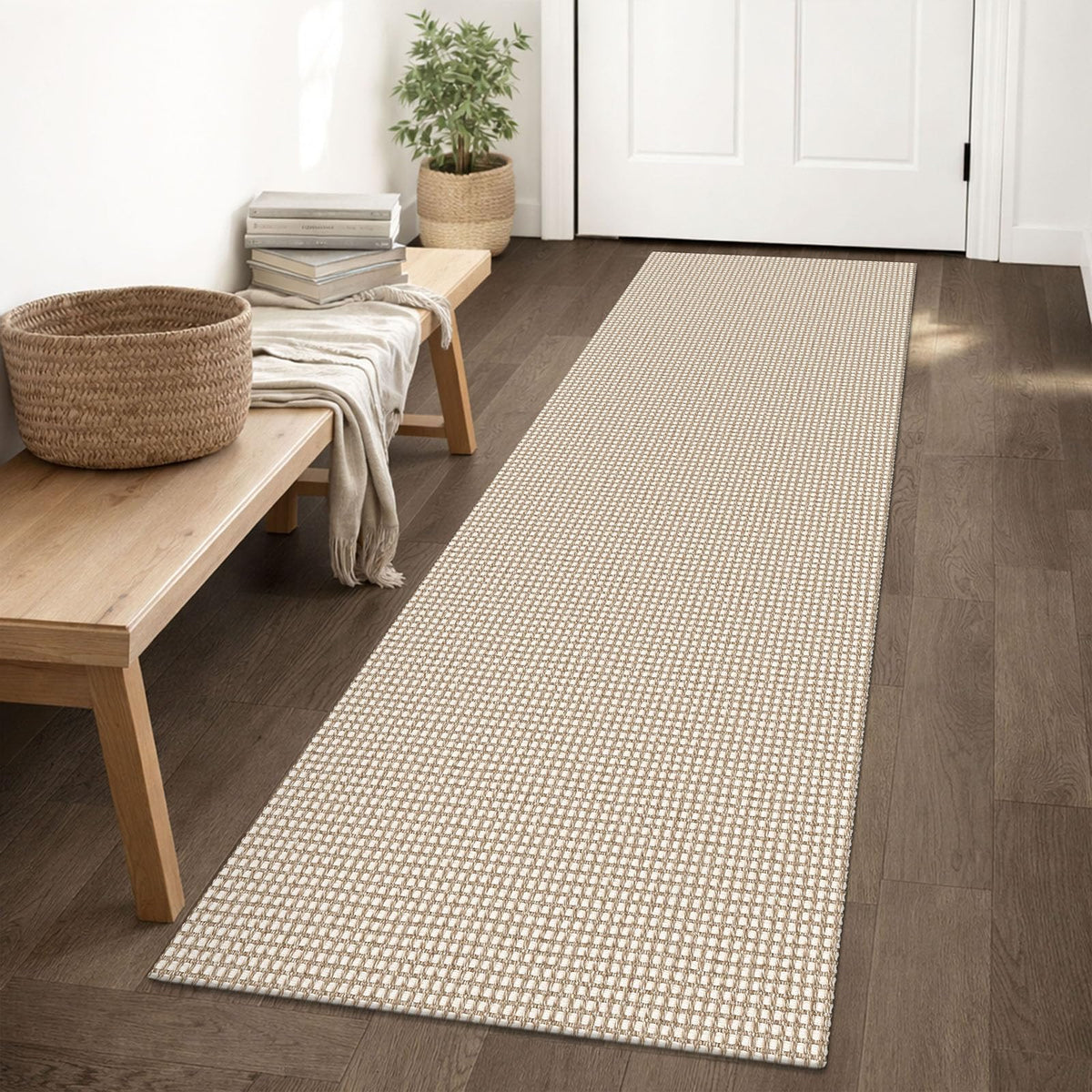 IOHOUZE washable runner rug 2x6 in beige khaki for busy hallways.