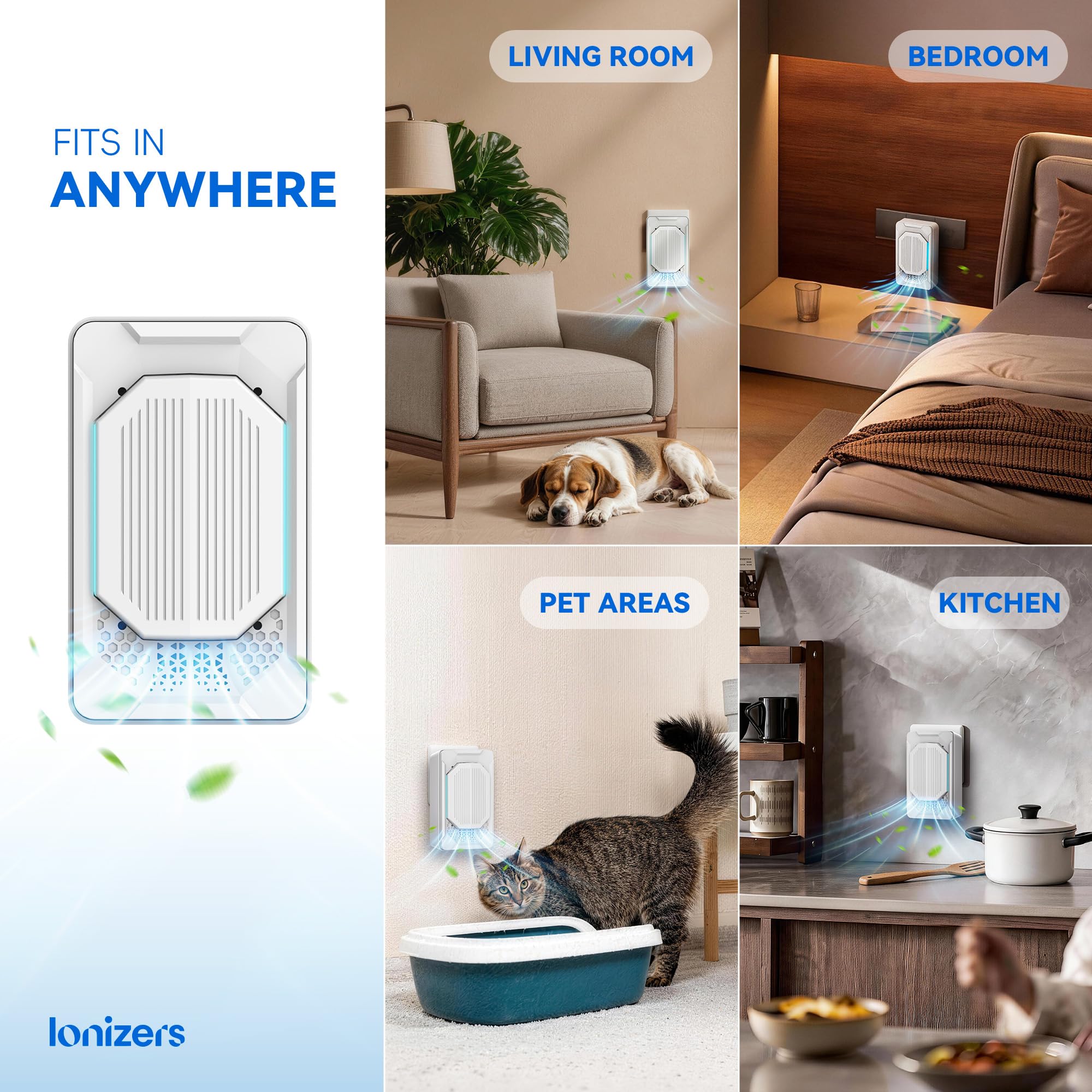 Ionizers compact plug-in design fits interior style while cleaning air