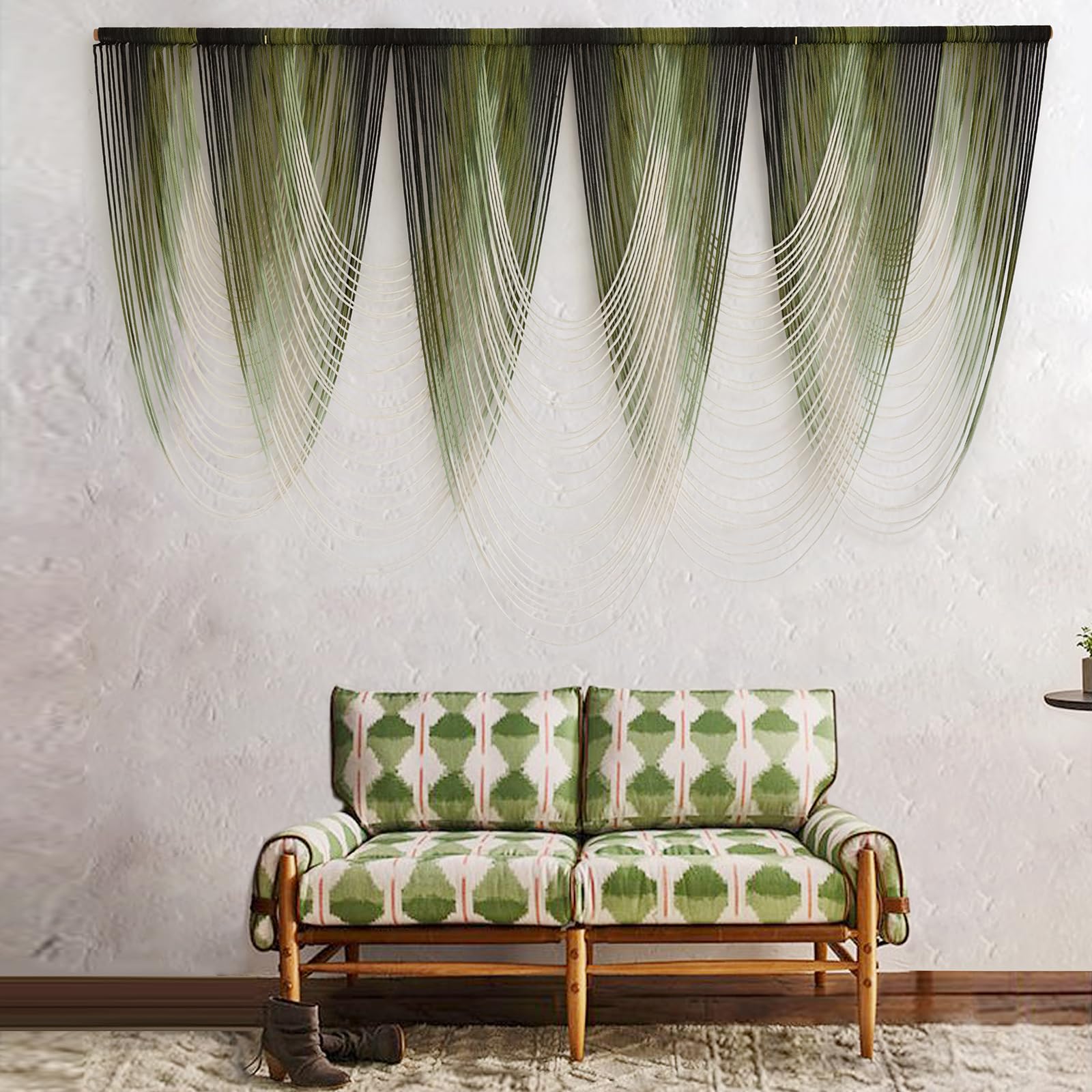 IOWER dip-dyed large macrame wall hanging shows boho texture for living spaces