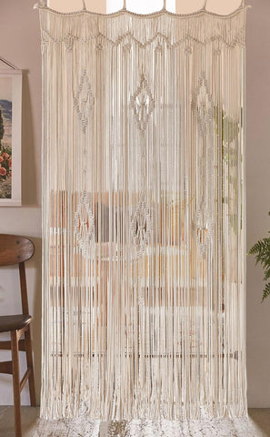 IOWER macrame curtain bedroom decor creates warm, inviting ambiance.