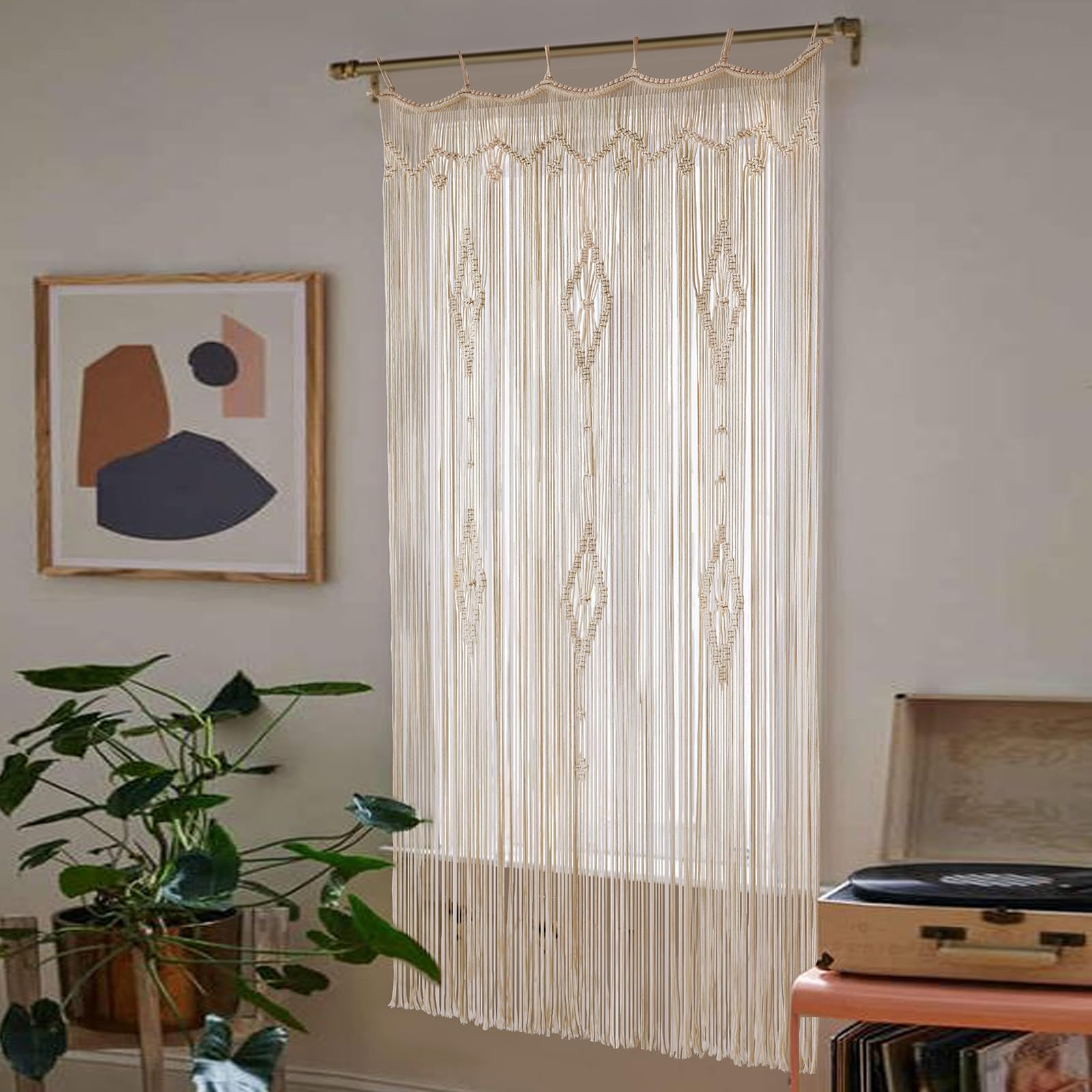 IOWER macrame curtain wedding backdrop adds elegant boho charm.