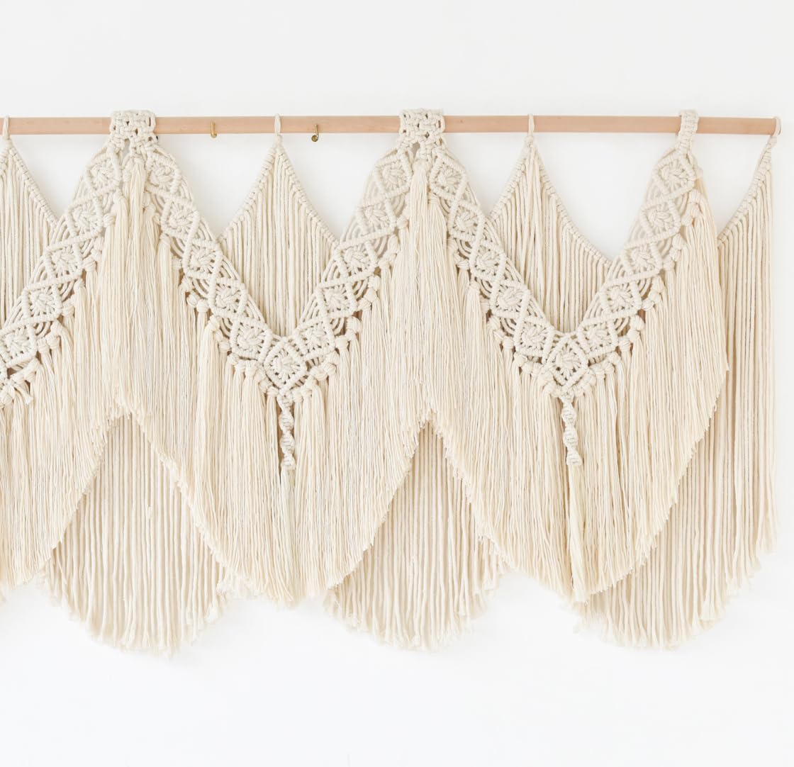 IOWER macrame wall hanging close-up of cotton rope texture indicating handmade quality