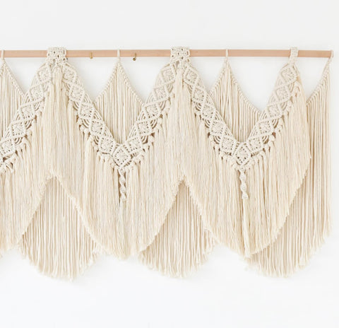 IOWER macrame wall hanging close-up of cotton rope texture indicating handmade quality