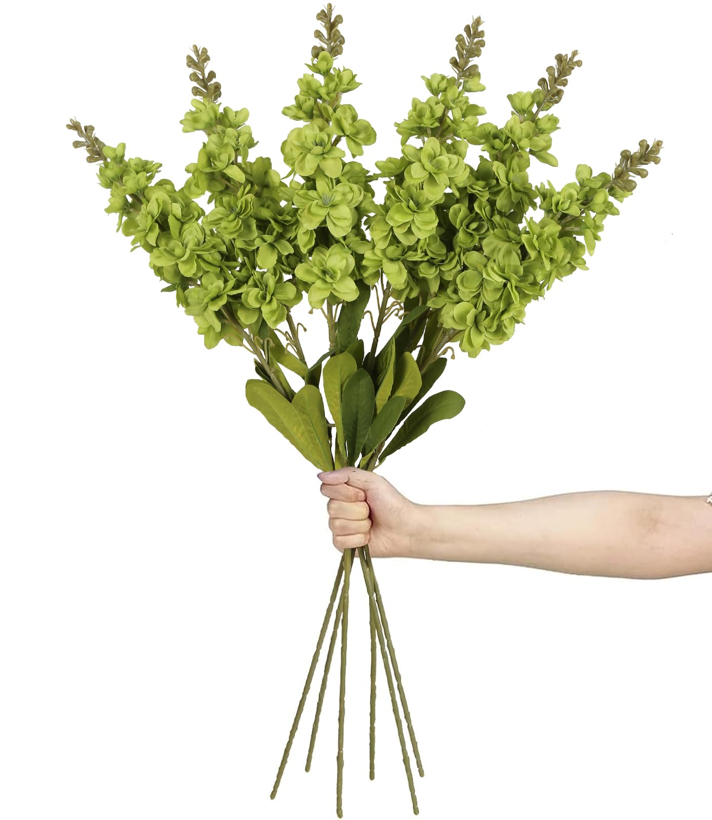 IPOPU Delphinium artificial flowers with green snapdragon long stems for tall vases