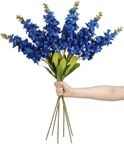 IPOPU Delphinium artificial flowers in royal blue for long-stem centerpieces.