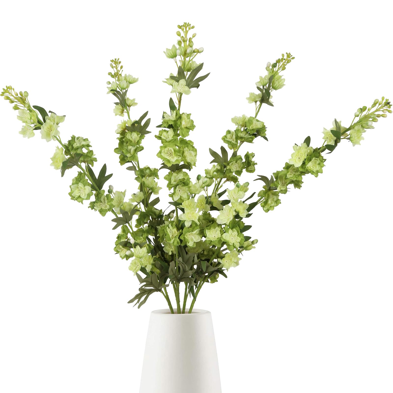 IPOPU Sage Green Delphinium artificial flowers in a vase for elegant home décor