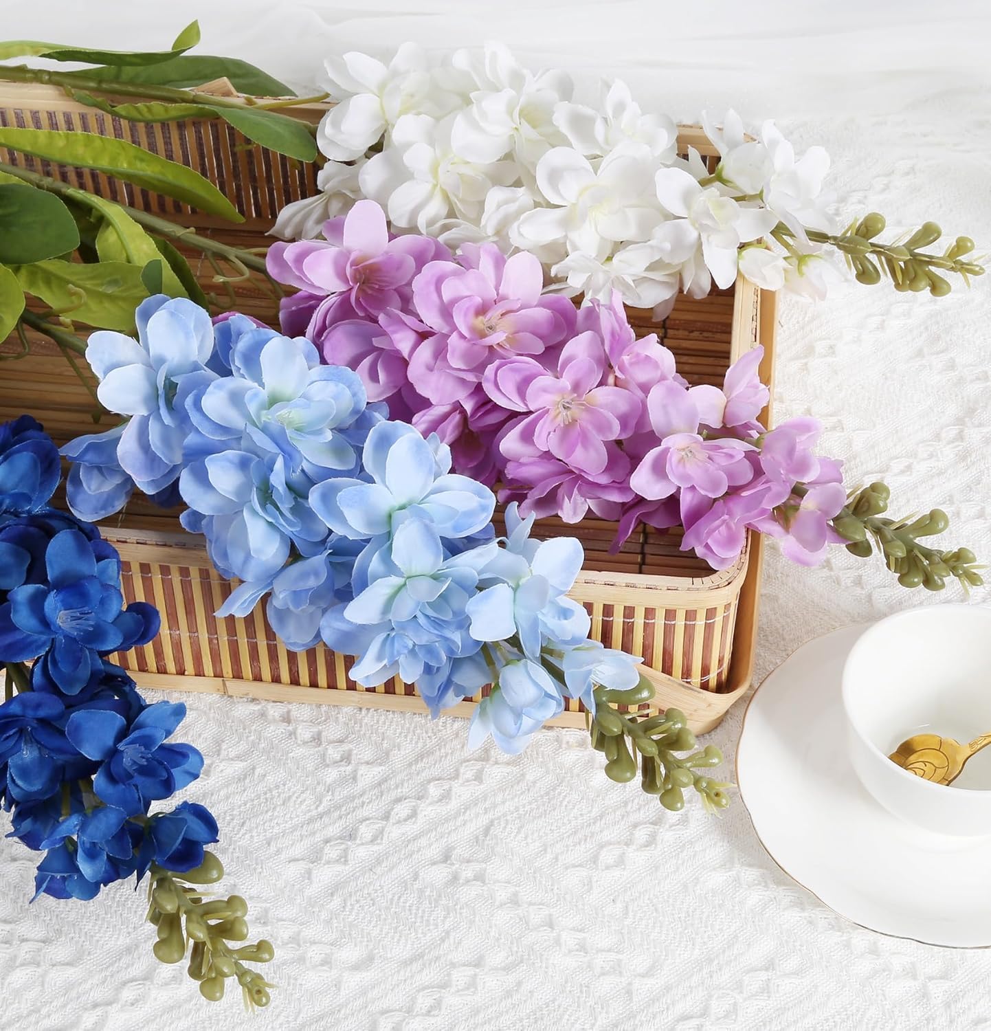 IPOPU silk snapdragon flower heads in royal blue for durable home decor.