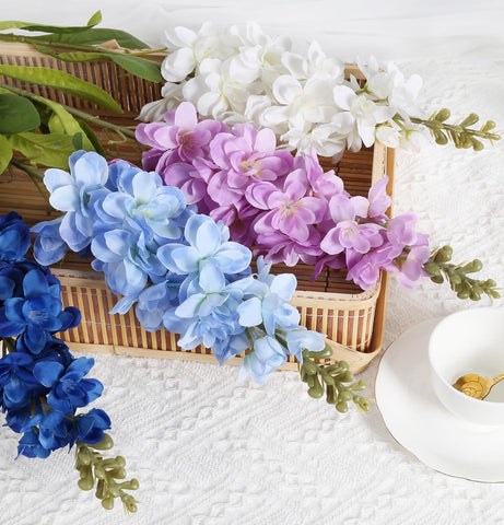 IPOPU silk snapdragon flower heads in royal blue for durable home decor.
