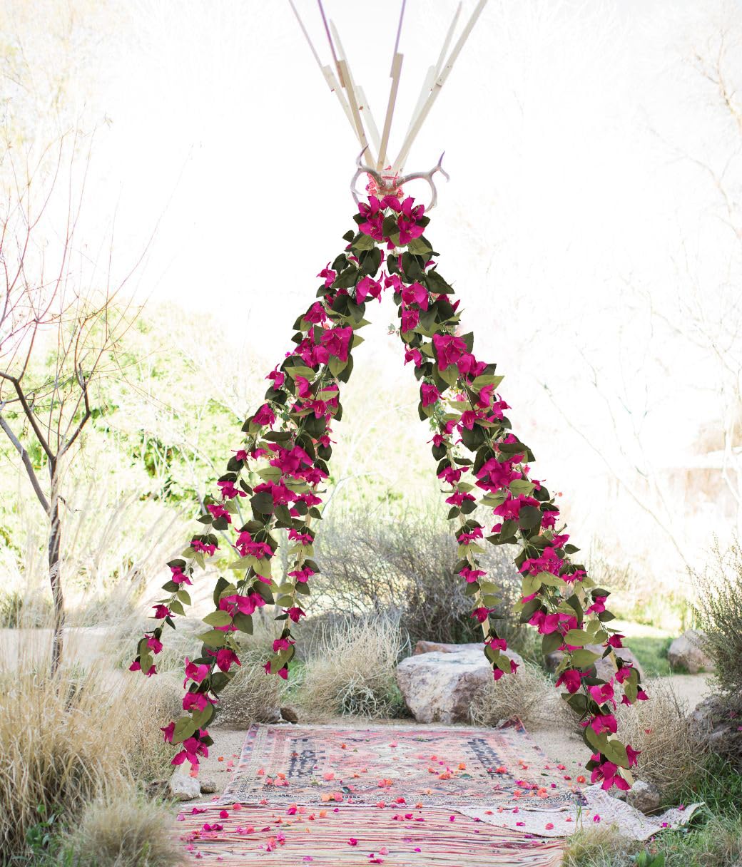 IPOPU bougainvillea garland table decor with bright color