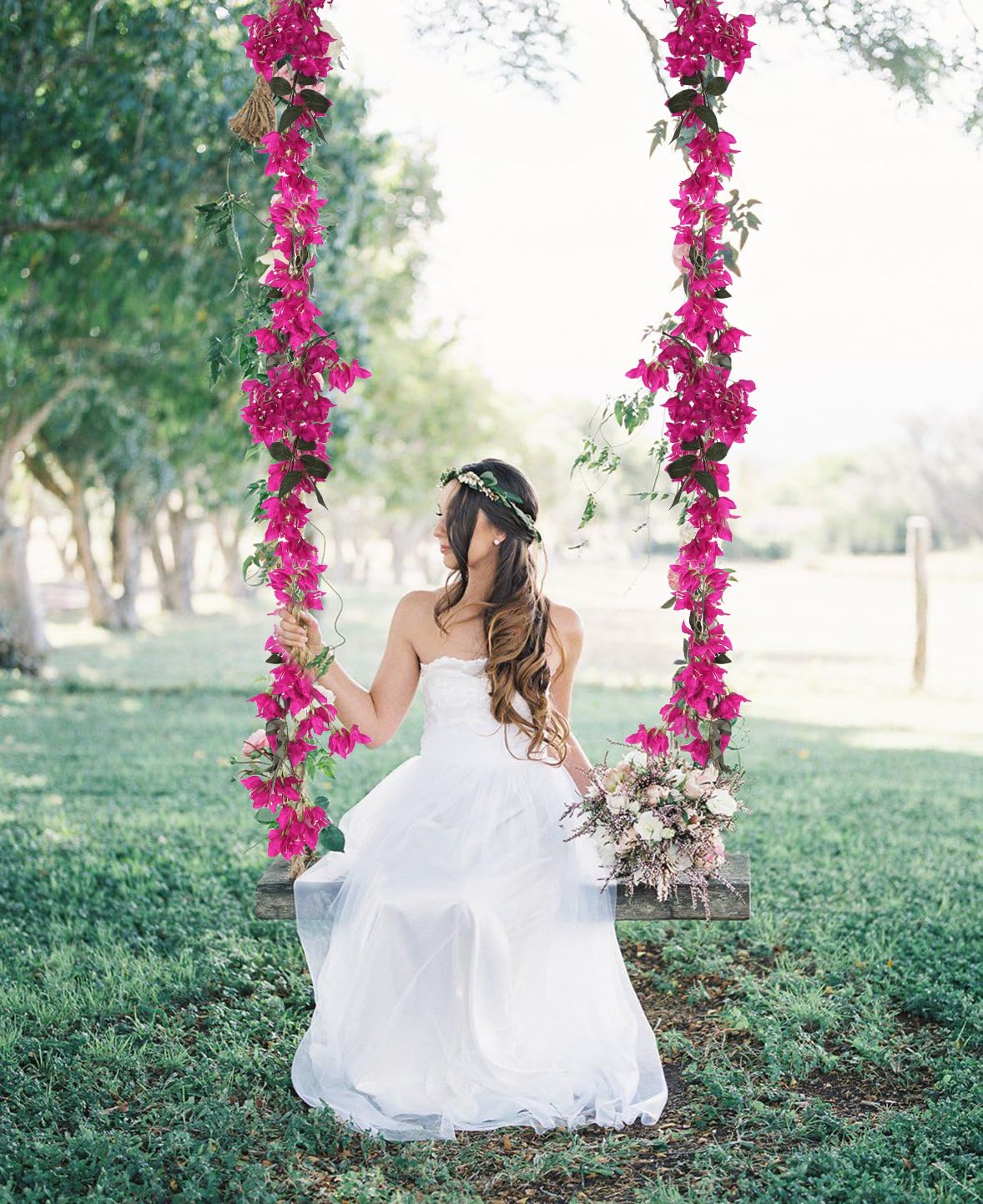 IPOPU wedding wall decor bougainvillea creates a vivid backdrop for ceremonies.
