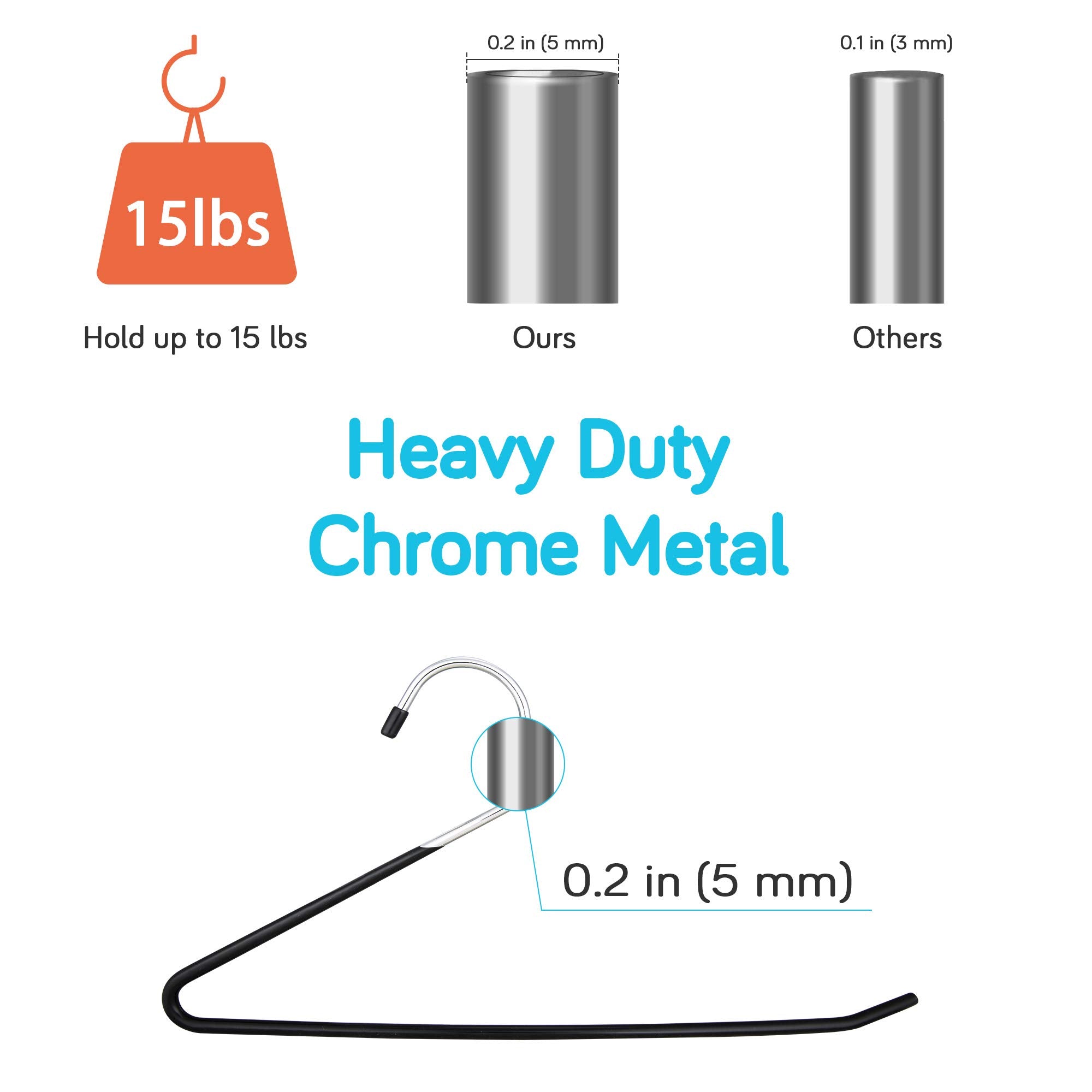 IPOW heavy-duty pant hangers feature sturdy metal construction for long-lasting closet use.