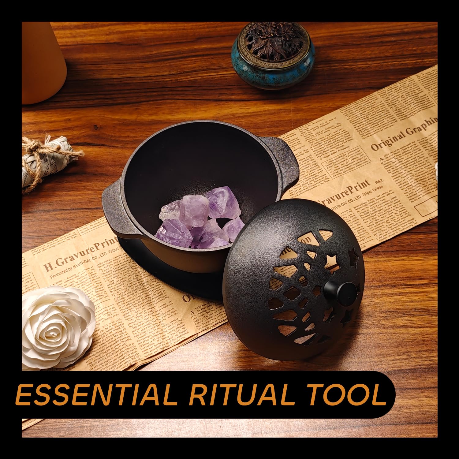 IPROUDER cast iron incense burner in resin burner use for richer aroma