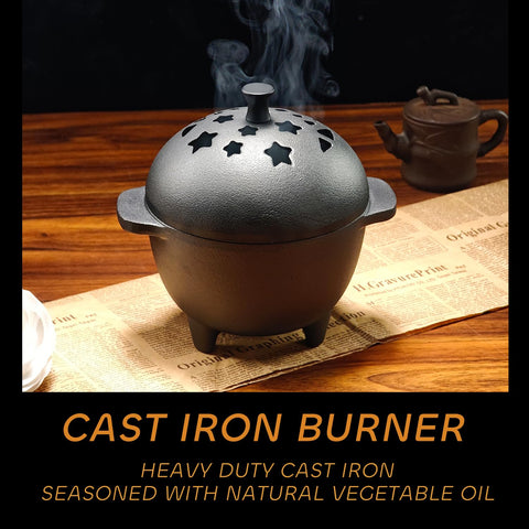IPROUDER cast iron incense burner top view emphasizing balanced placement