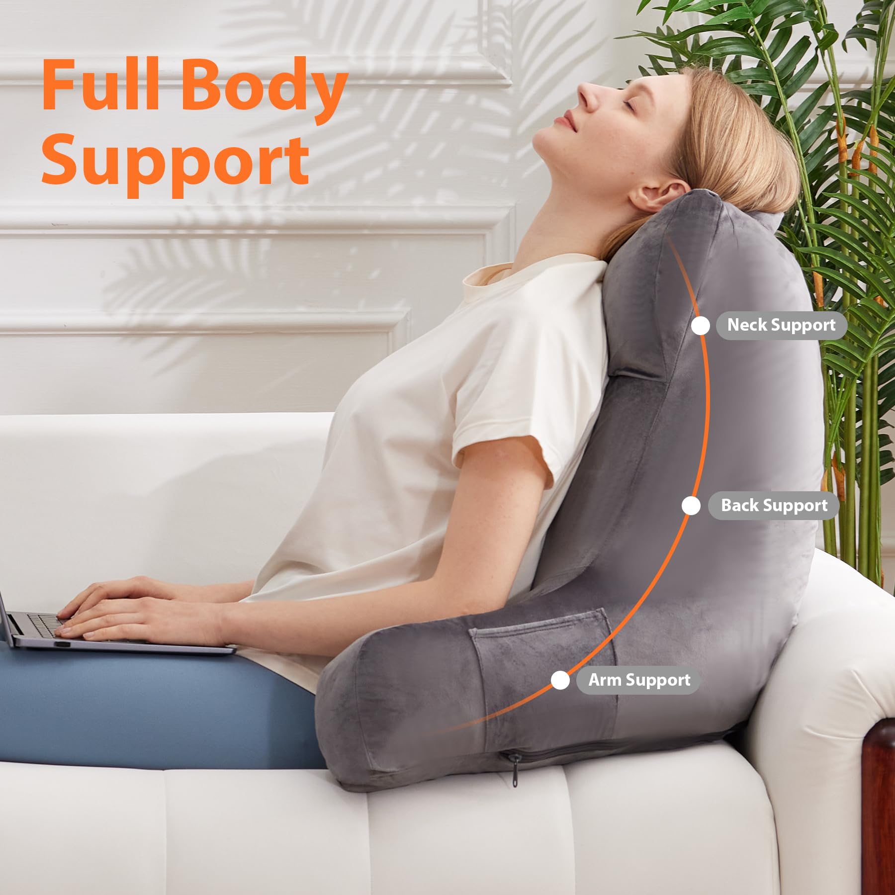 IPYNBAP backrest with pockets, back view highlighting convenient storage.