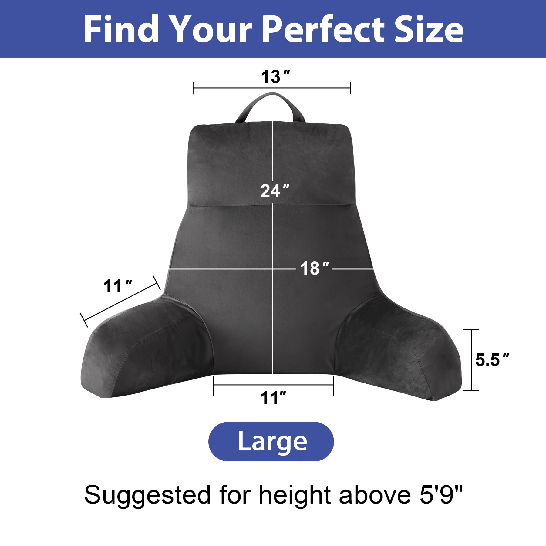 IPYNBAP reading pillow with arms, side view showing ergonomic arm supports for lounging.