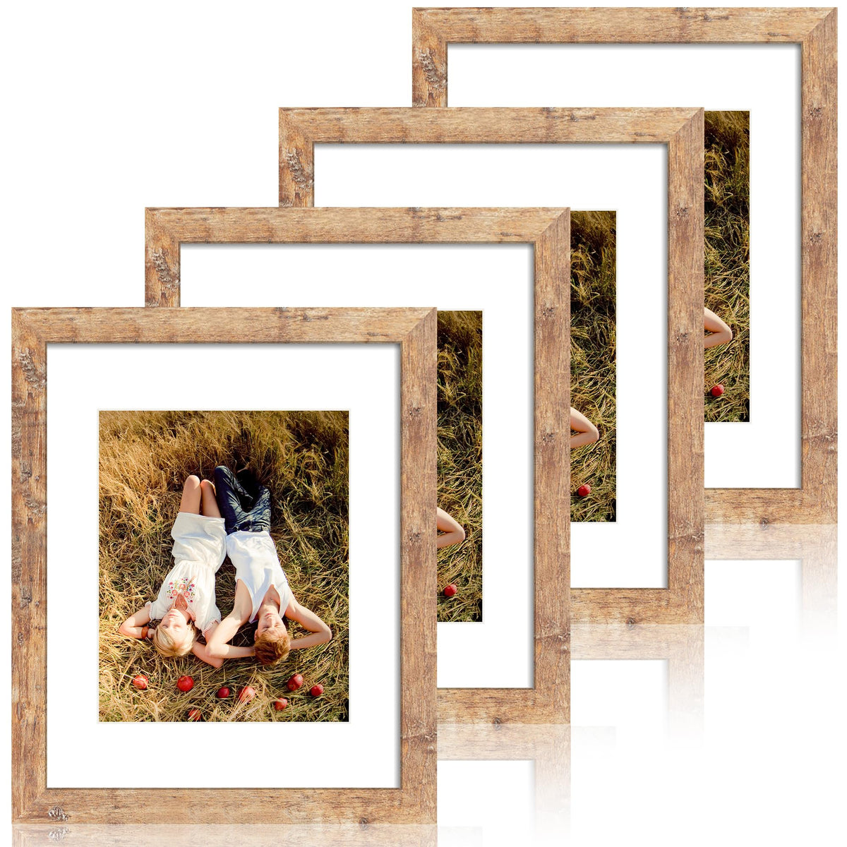 iRahmen 11x14 rustic brown frame set for wall display of photos.