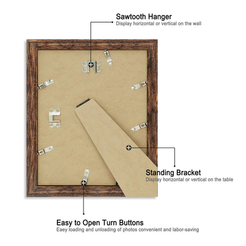iRahmen easel-back and hanging hardware support versatile placement.