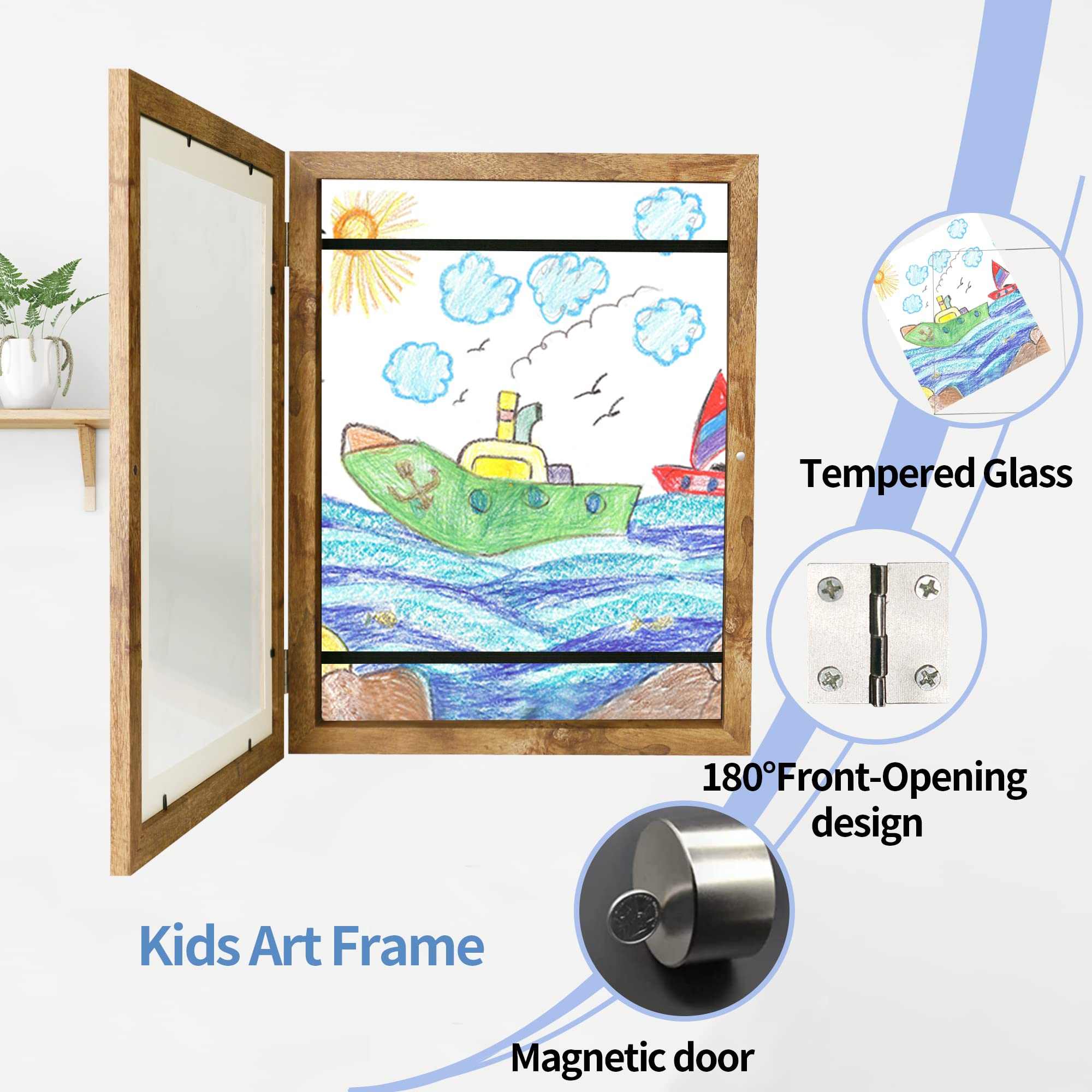 iRahmen Kids Art Frames holds up to 50 art pieces for rotation.