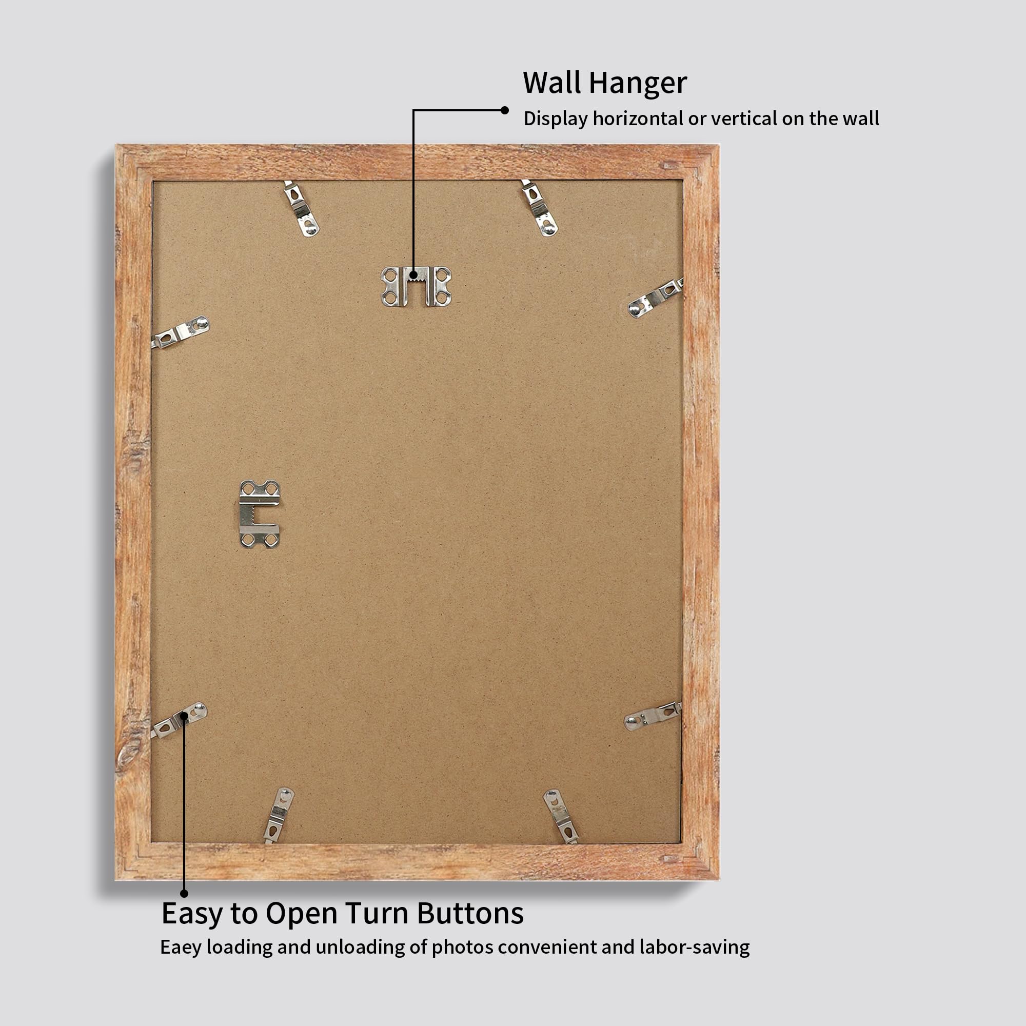 iRahmen wall hangers support vertical or horizontal display.
