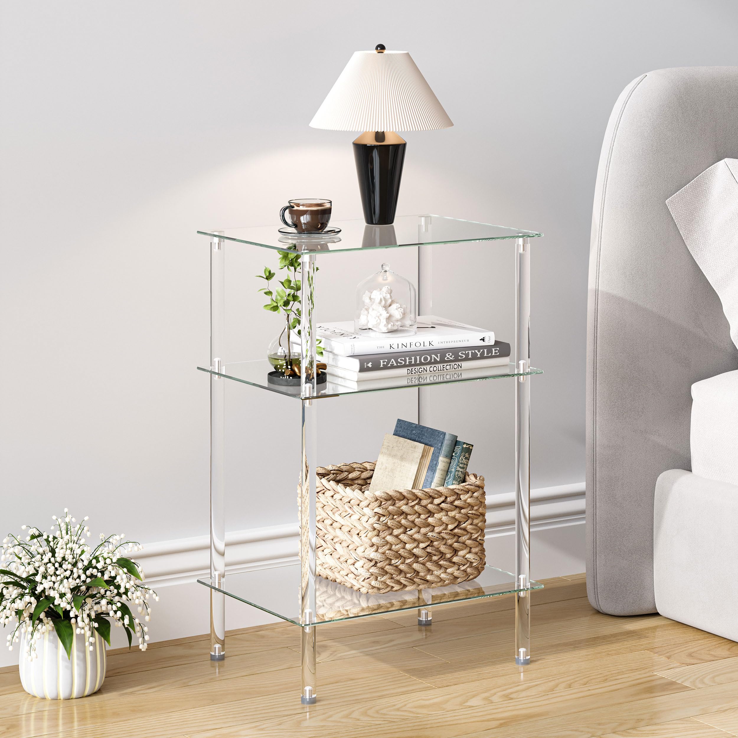 IRCPEN acrylic end table with clear surface ideal for small rooms