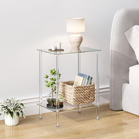 IRCPEN acrylic end table with storage shelves in a contemporary clear design
