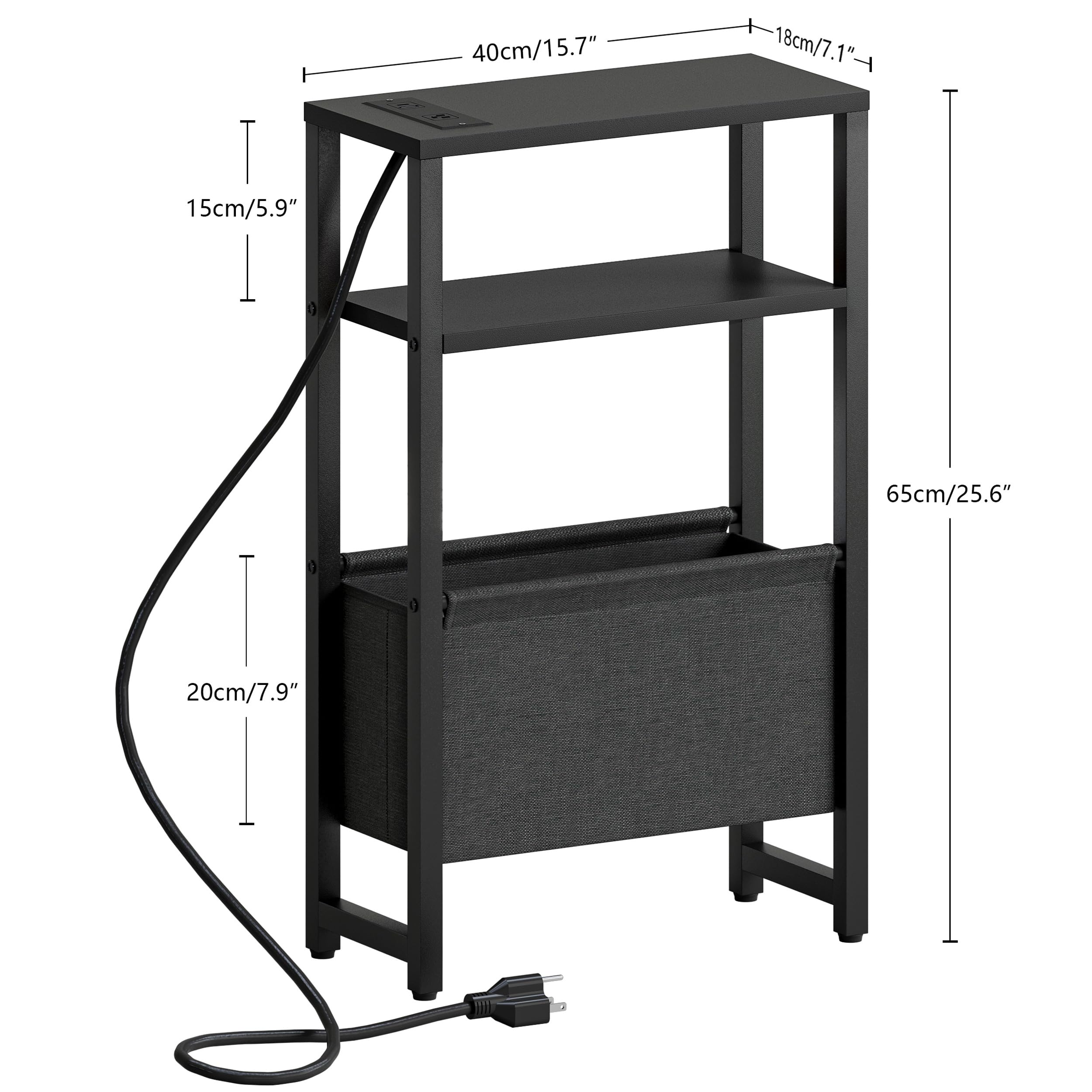 IRCPEN 3-tier bedside table offers ample storage for books and remotes.