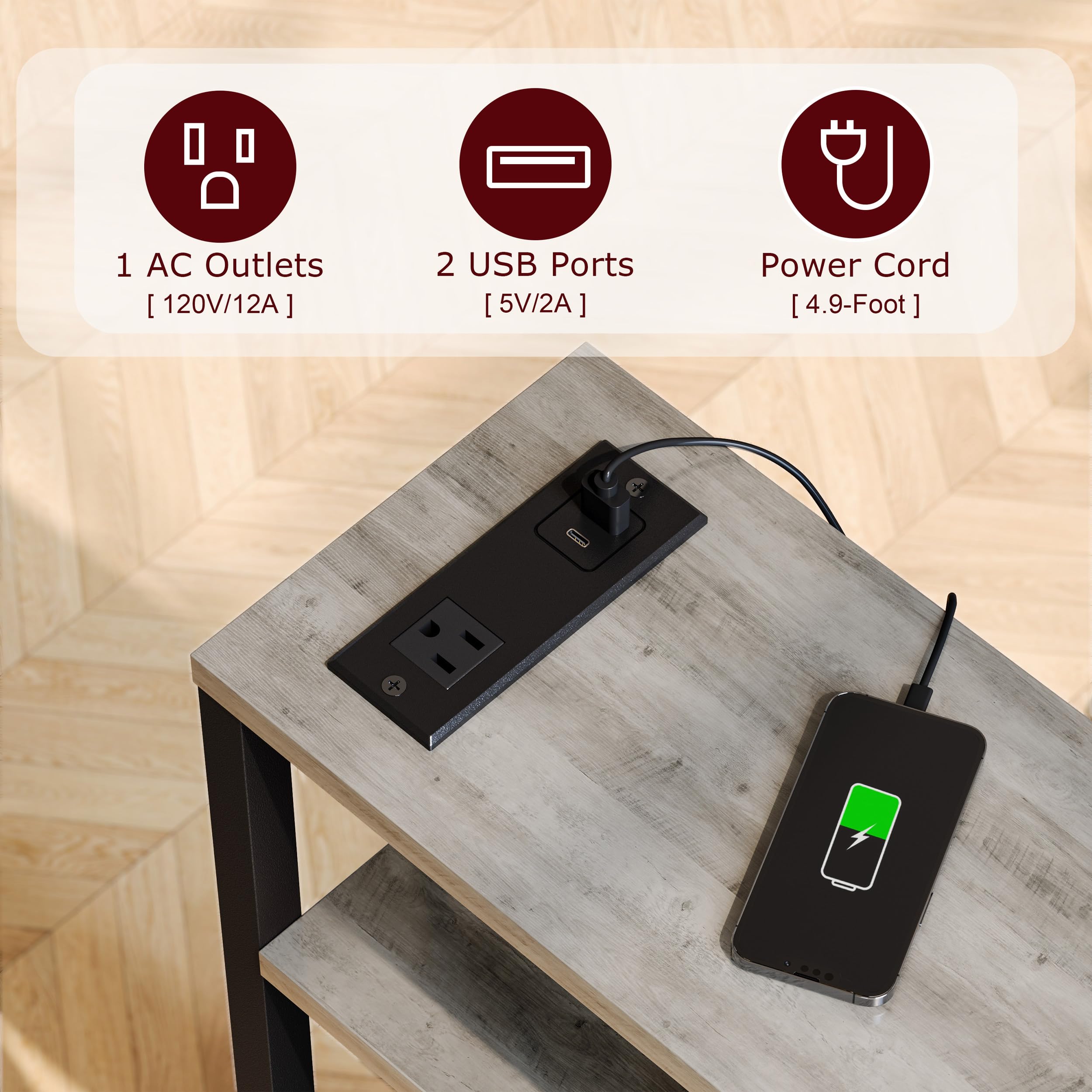IRCPEN bedside table compact design beside bed in a bedroom